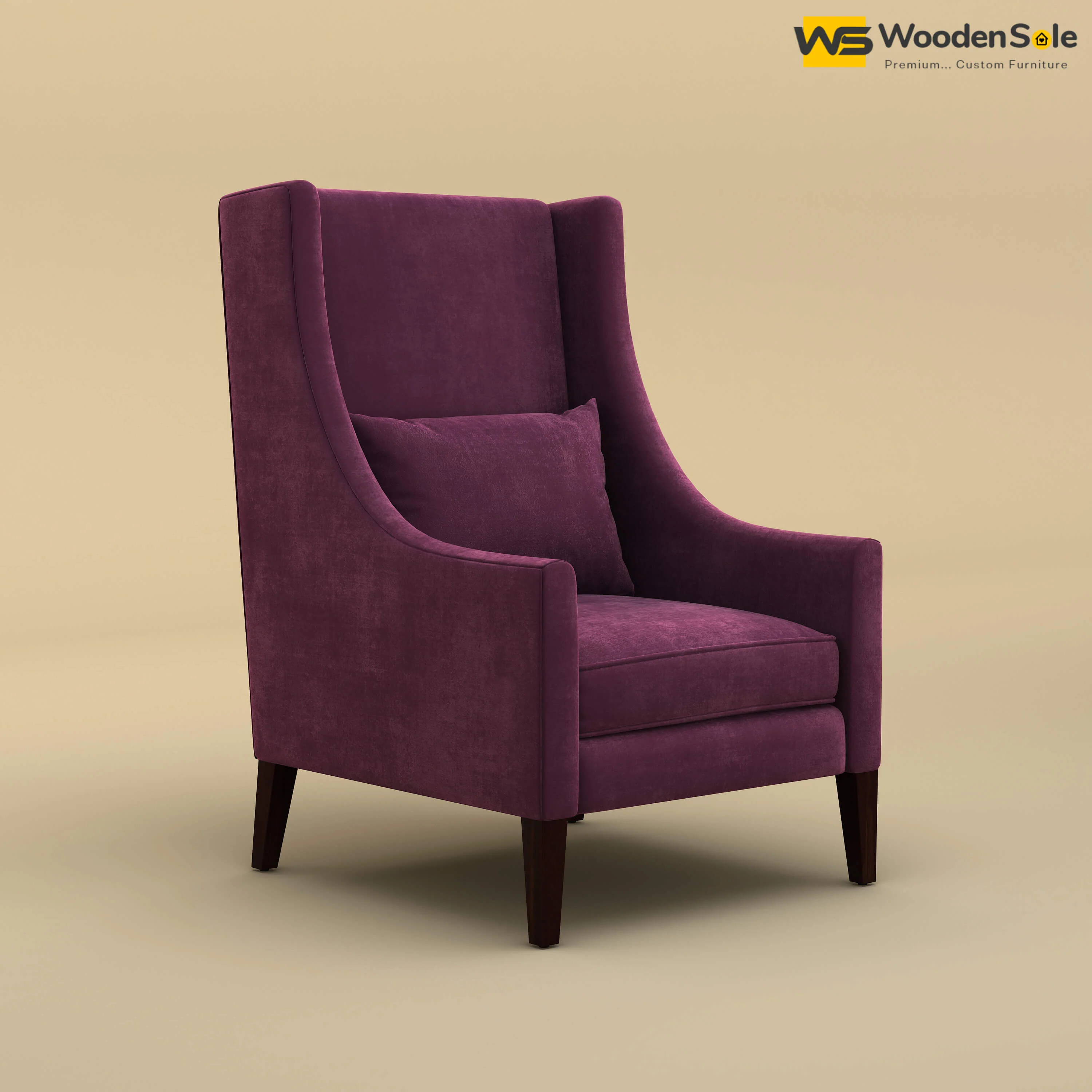 Bonito High Back Lounge Chair (Velvet, Dark Purple)