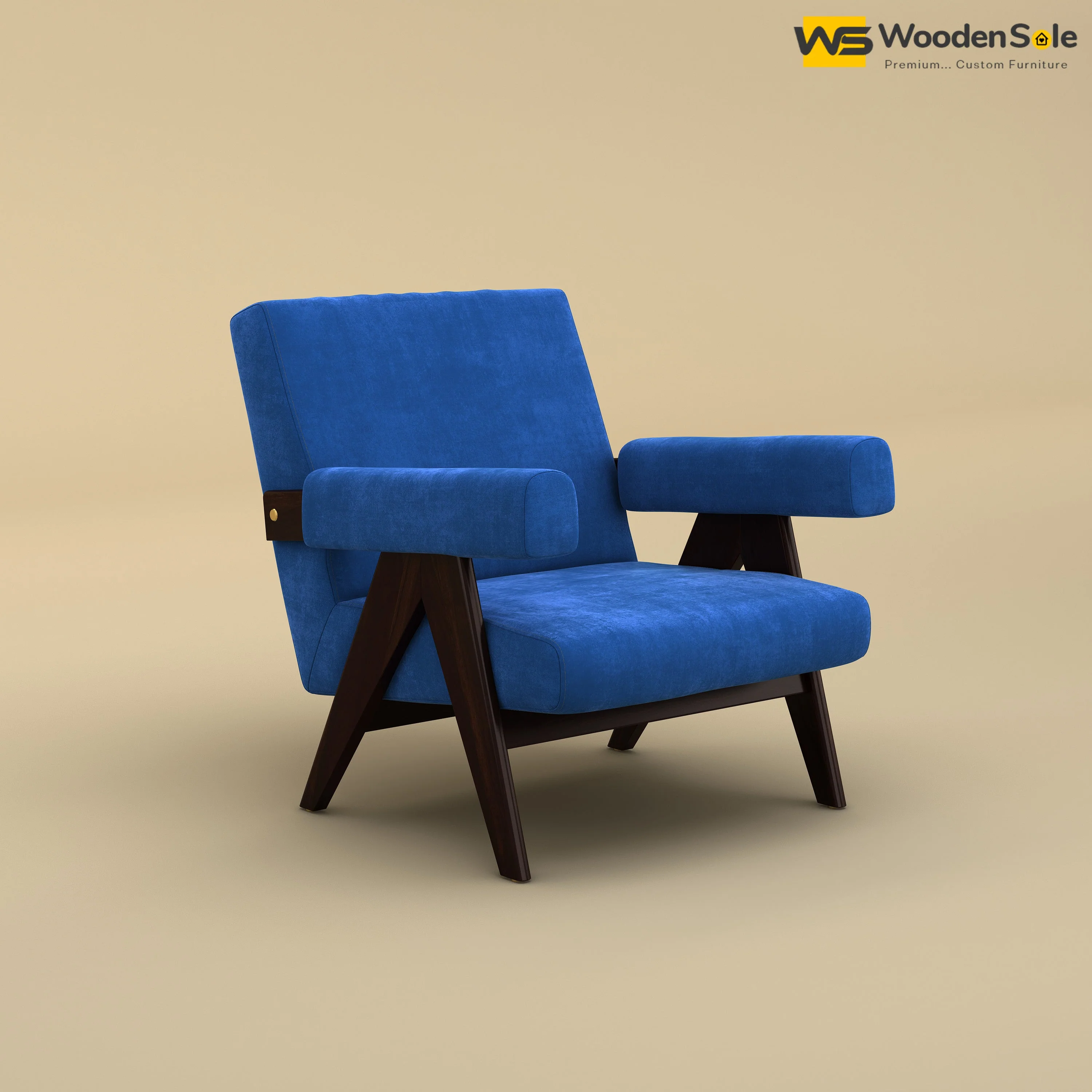 Capri Lounge Chair (Velvet, Royal Blue)
