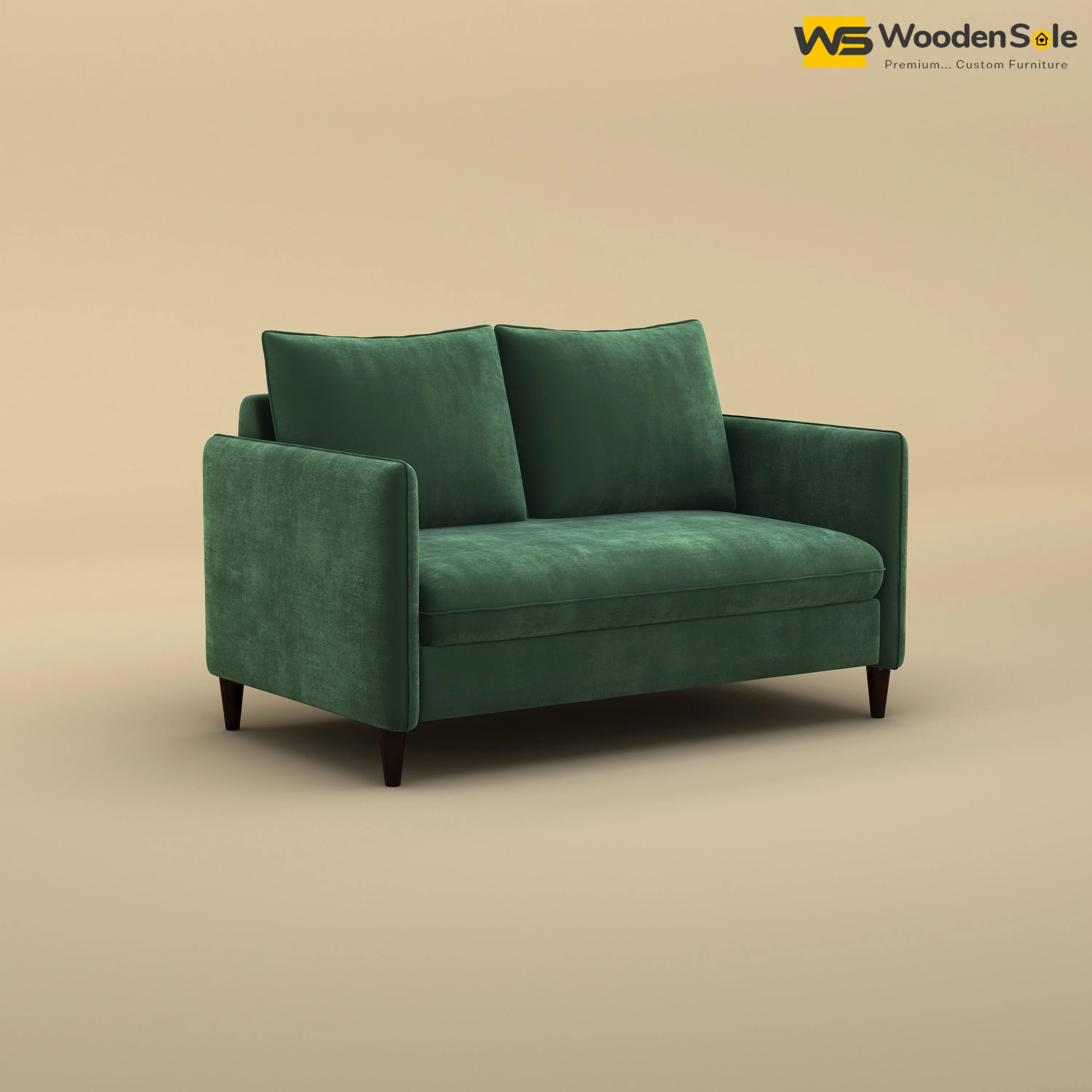 Citron 2 Seater Fabric Sofa (Velvet, Forest Green)