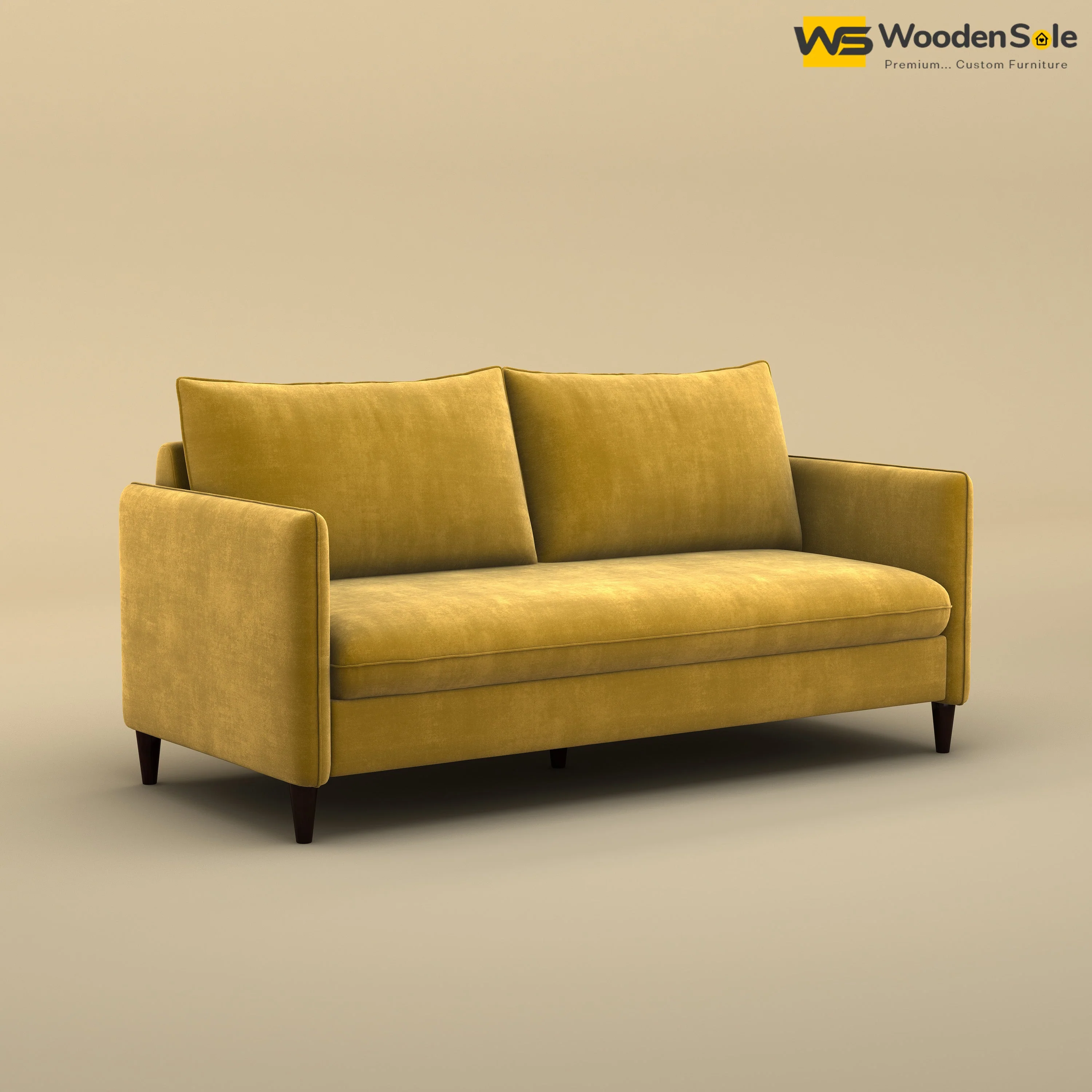 Citron 3 Seater Fabric Sofa (Velvet, Mustard Yellow)