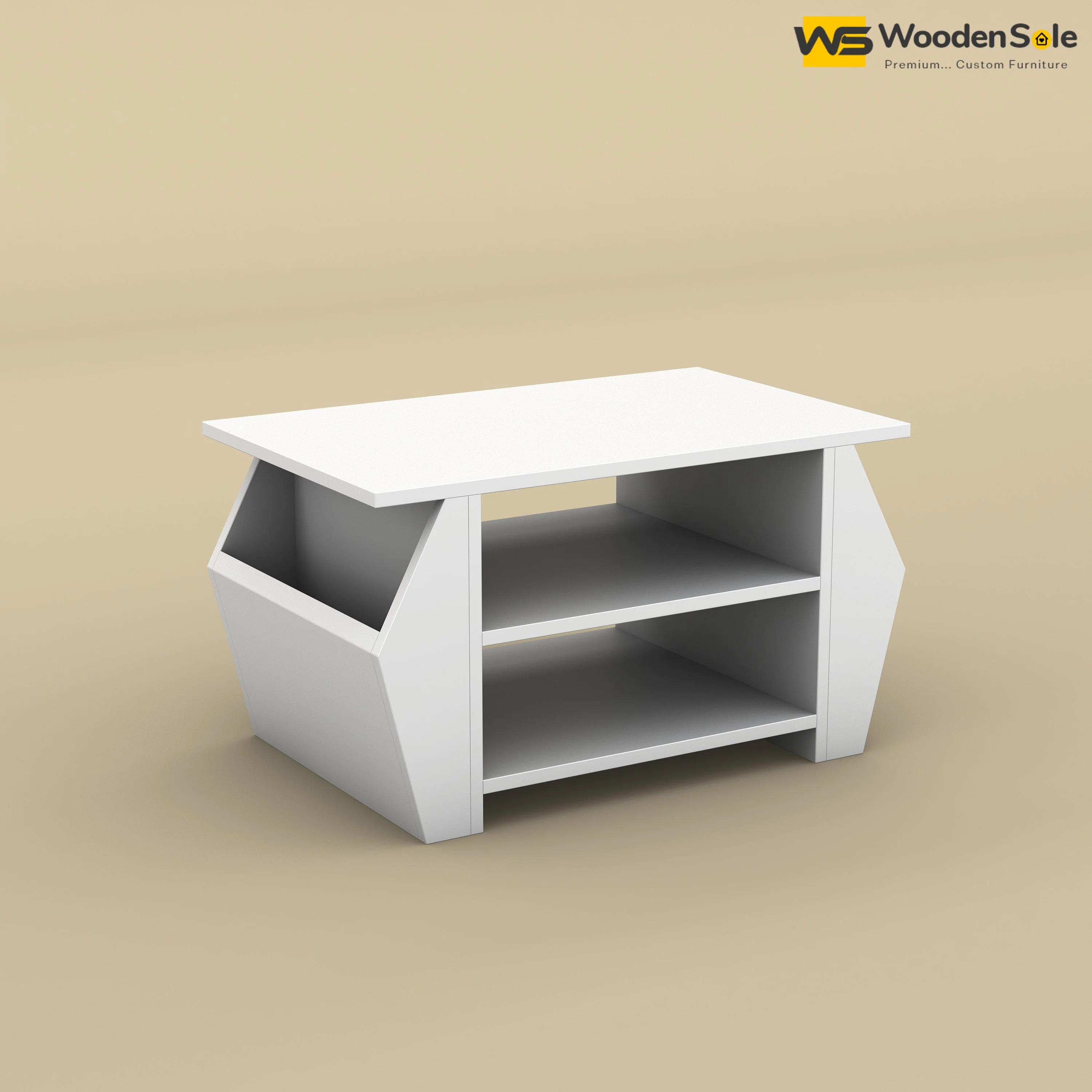 Compact Mango Wood Coffee Table (White Finish)