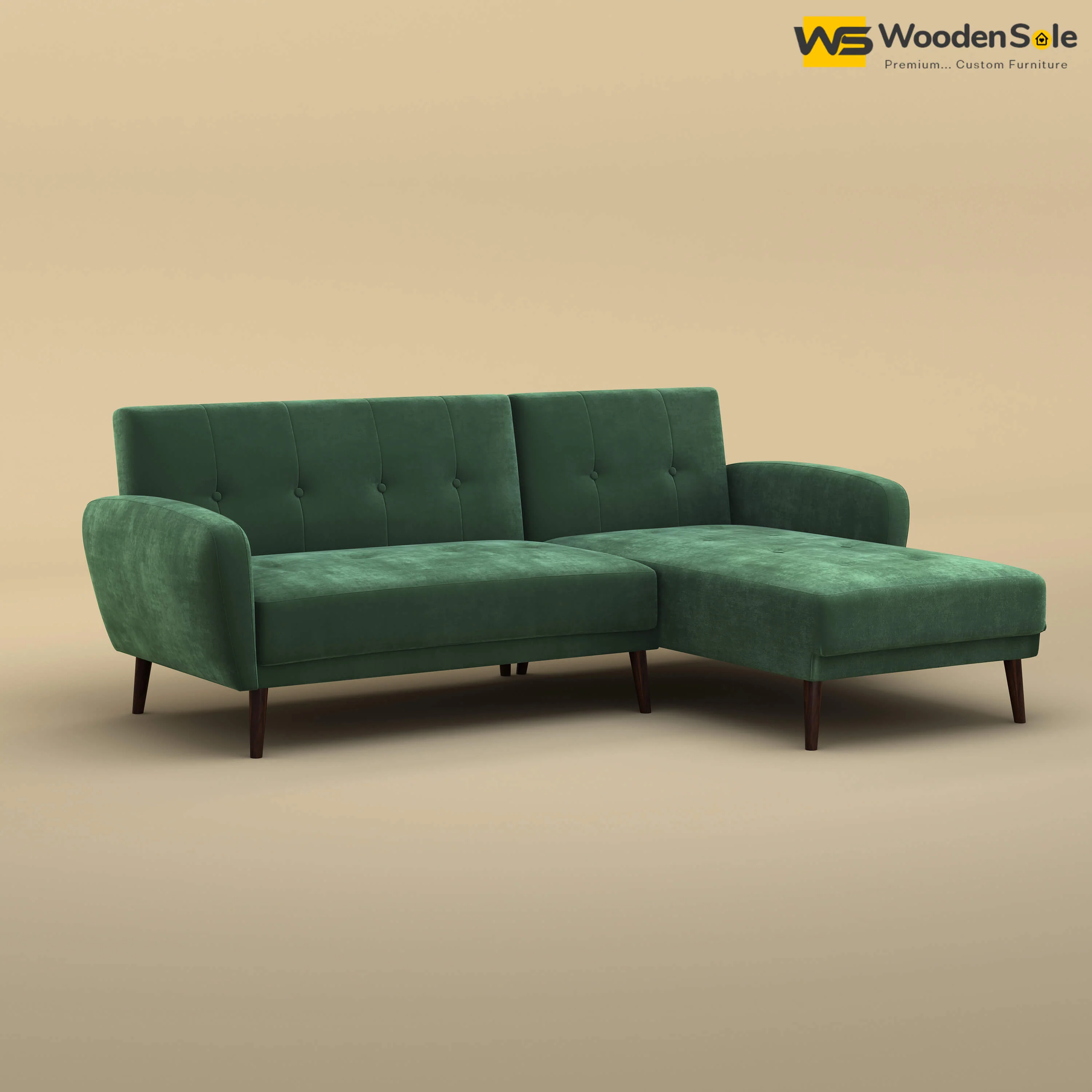 Daisy L Shape Sofa (Velvet, Forest Green)