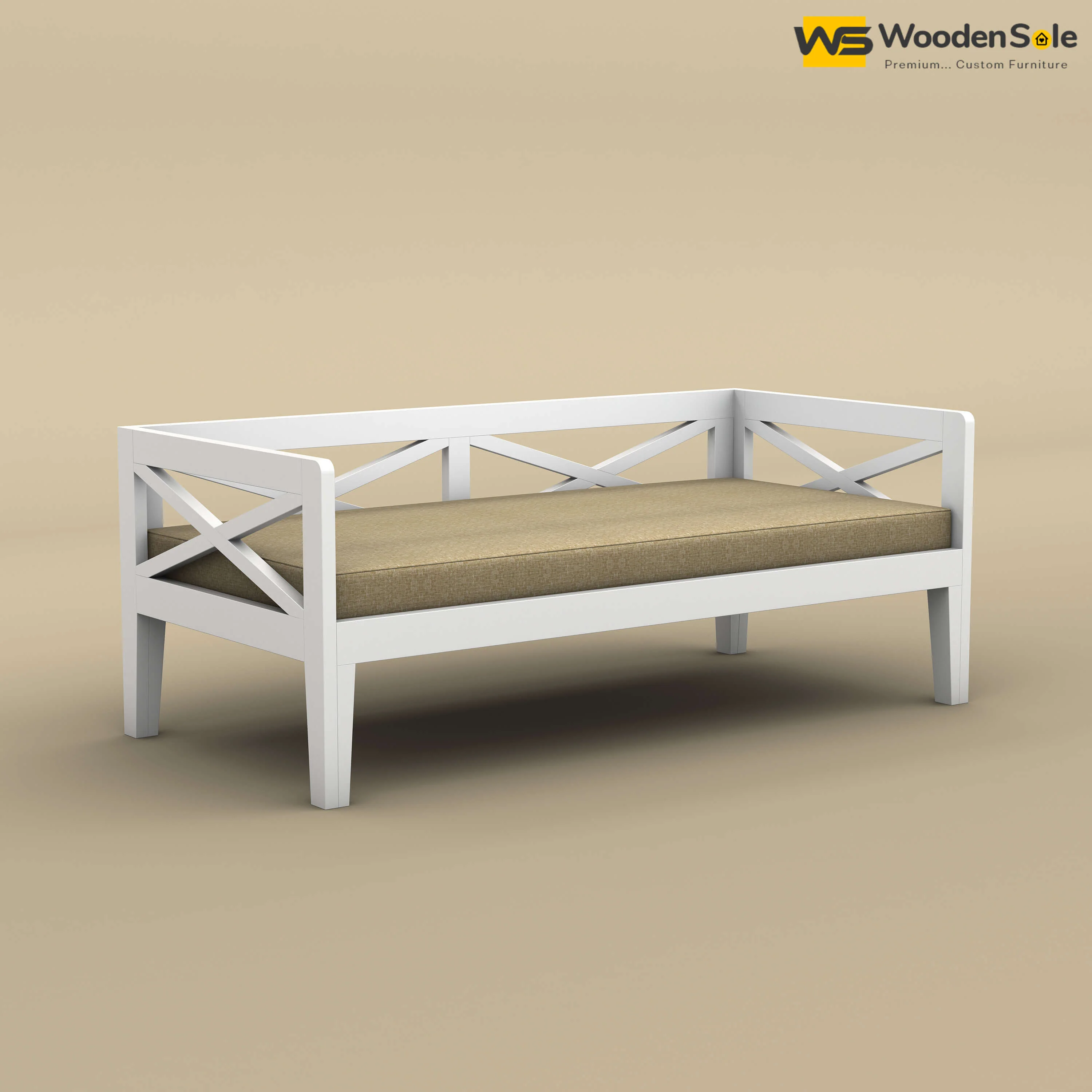 Edward Diwan Bed With Mattress (White Finish)