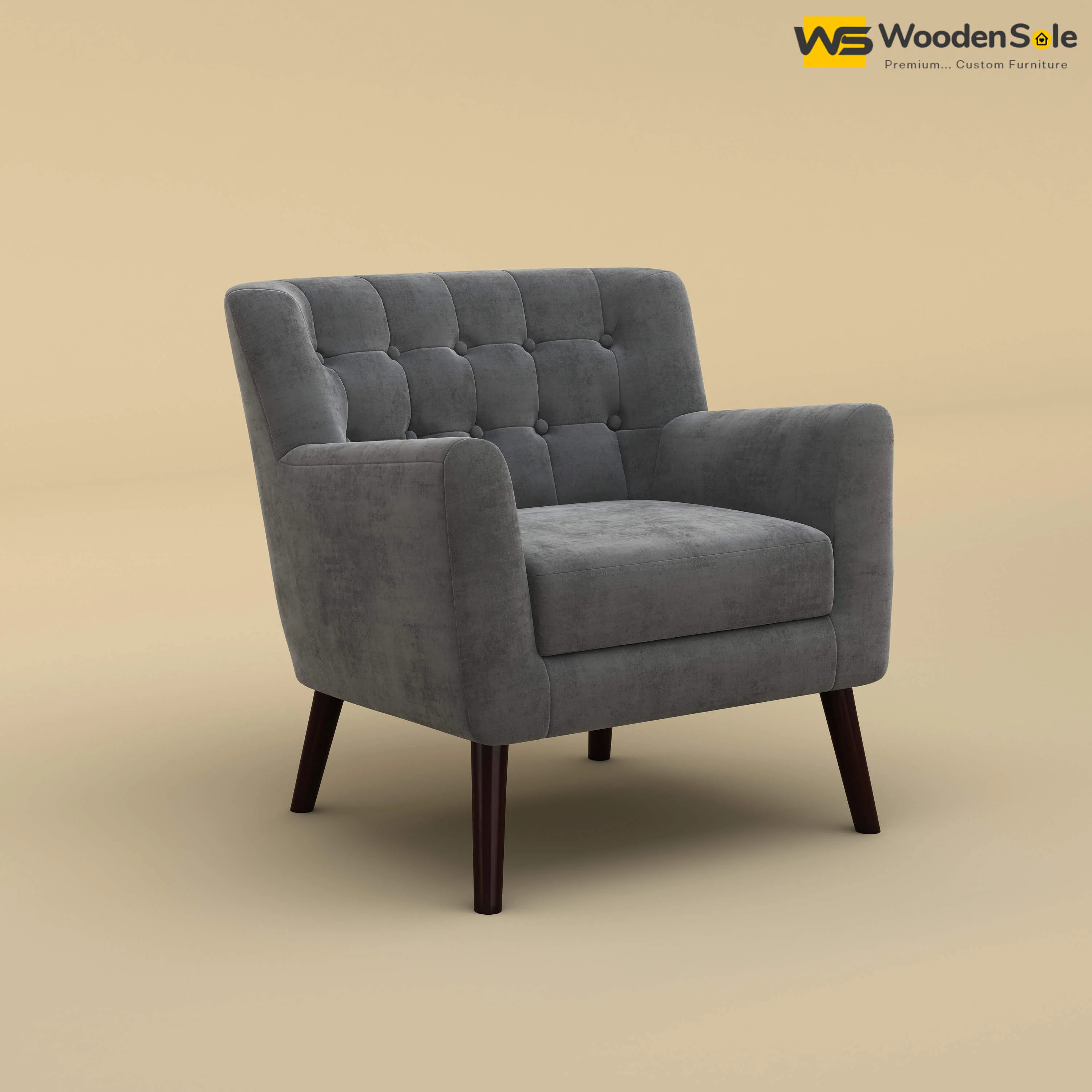 Figo Tufted Lounge Chair (Velvet, Charcoal Gray)