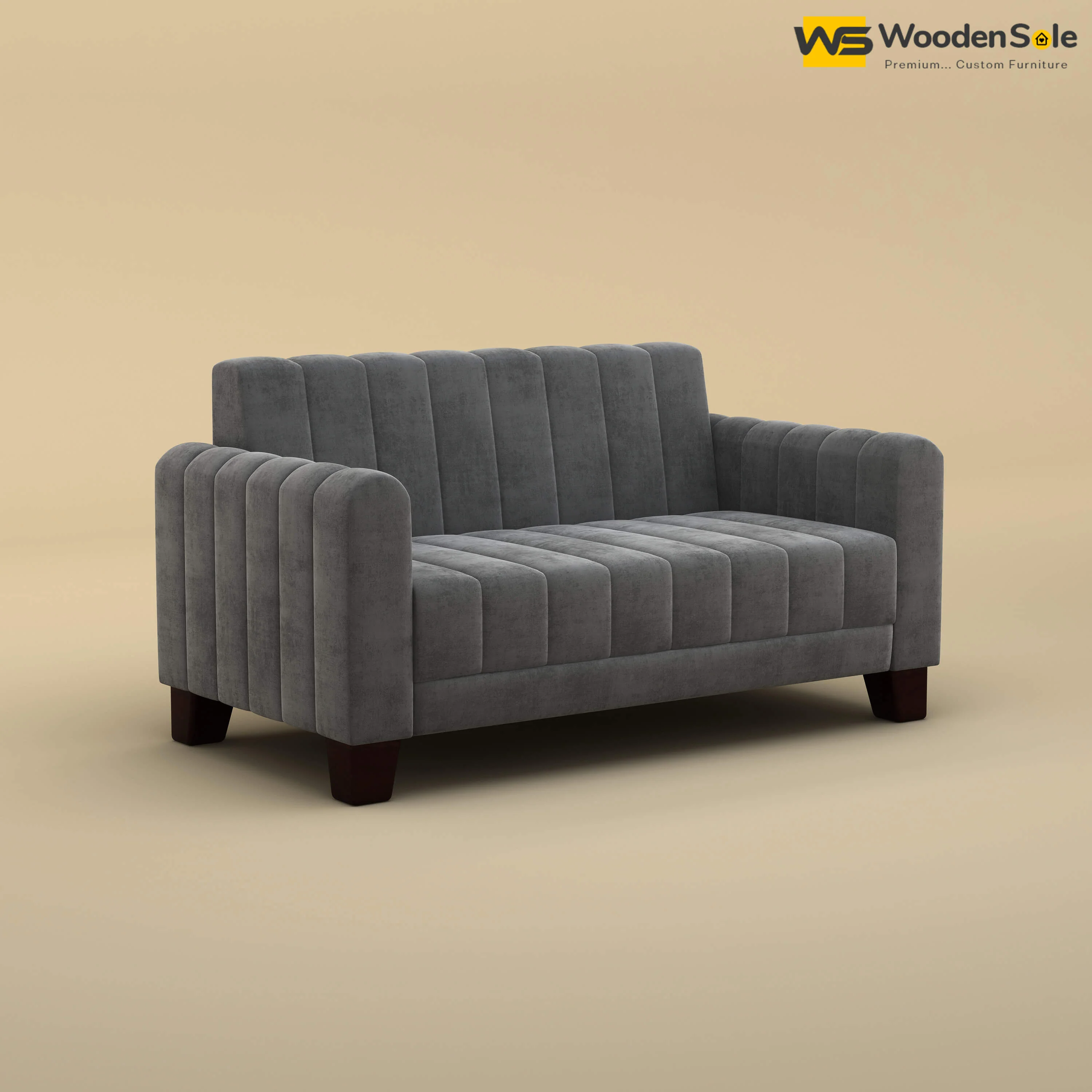 Furo 2 Seater Fabric Sofa (Velvet, Charcoal Gray)