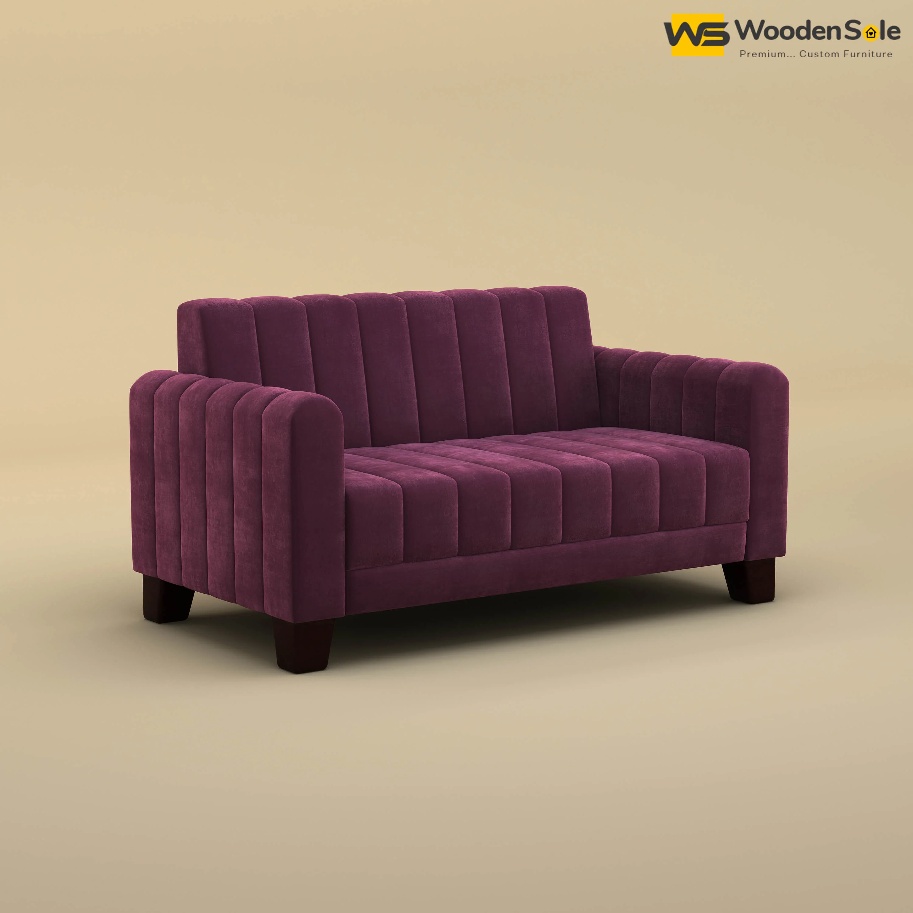 Furo 2 Seater Fabric Sofa (Velvet, Dark Purple)