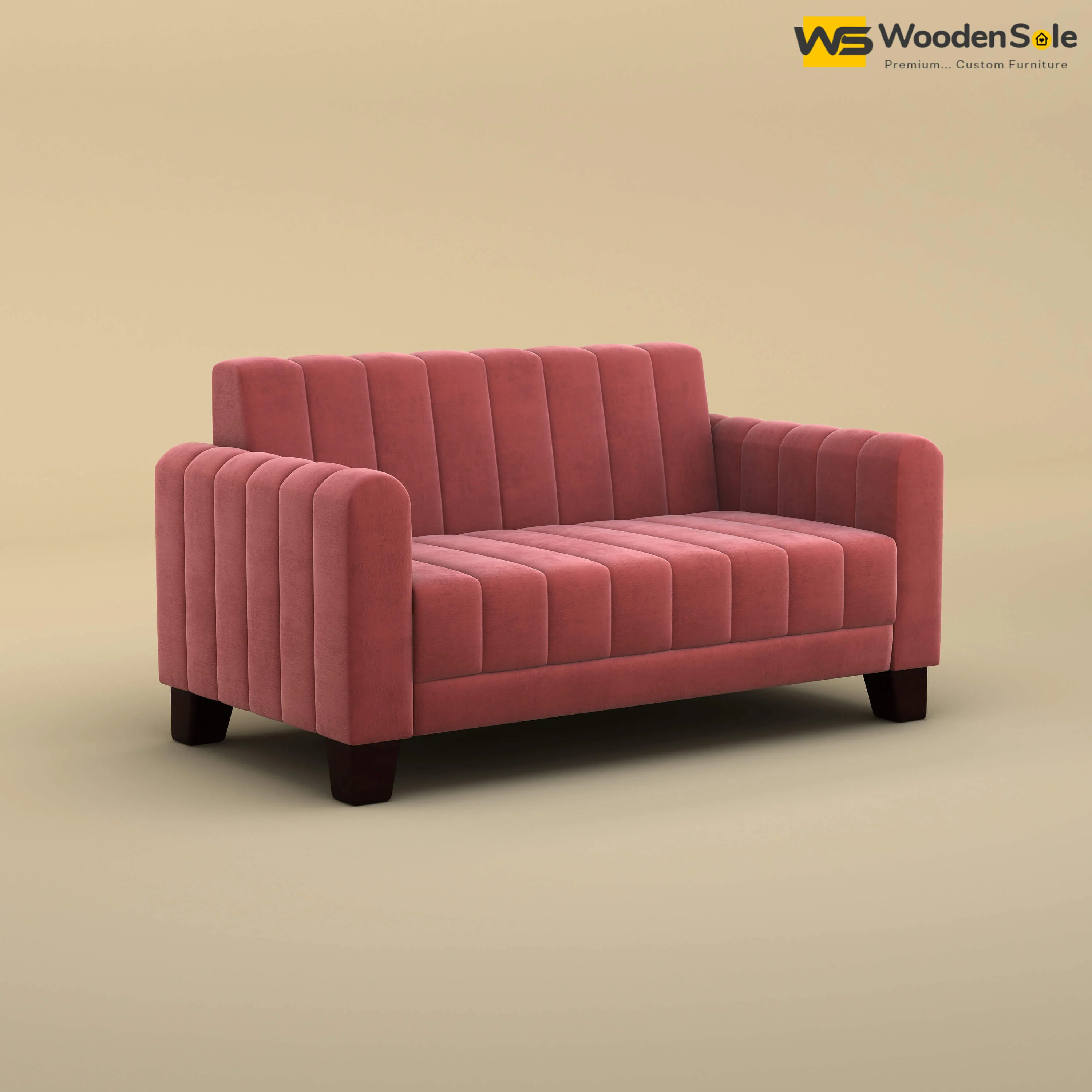 Furo 2 Seater Fabric Sofa (Velvet, Pink)