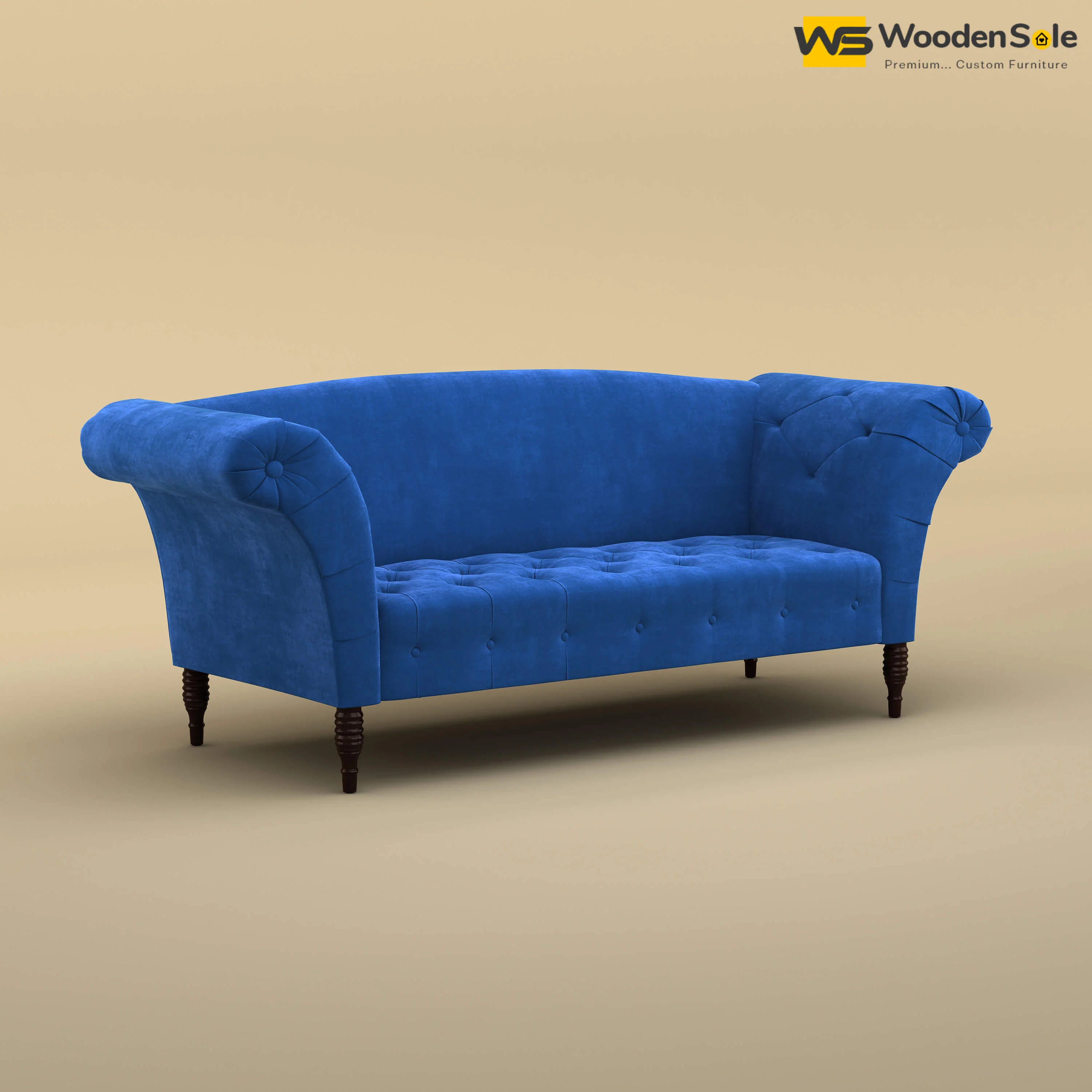 Leo Chaise Lounge (Velvet, Royal Blue)