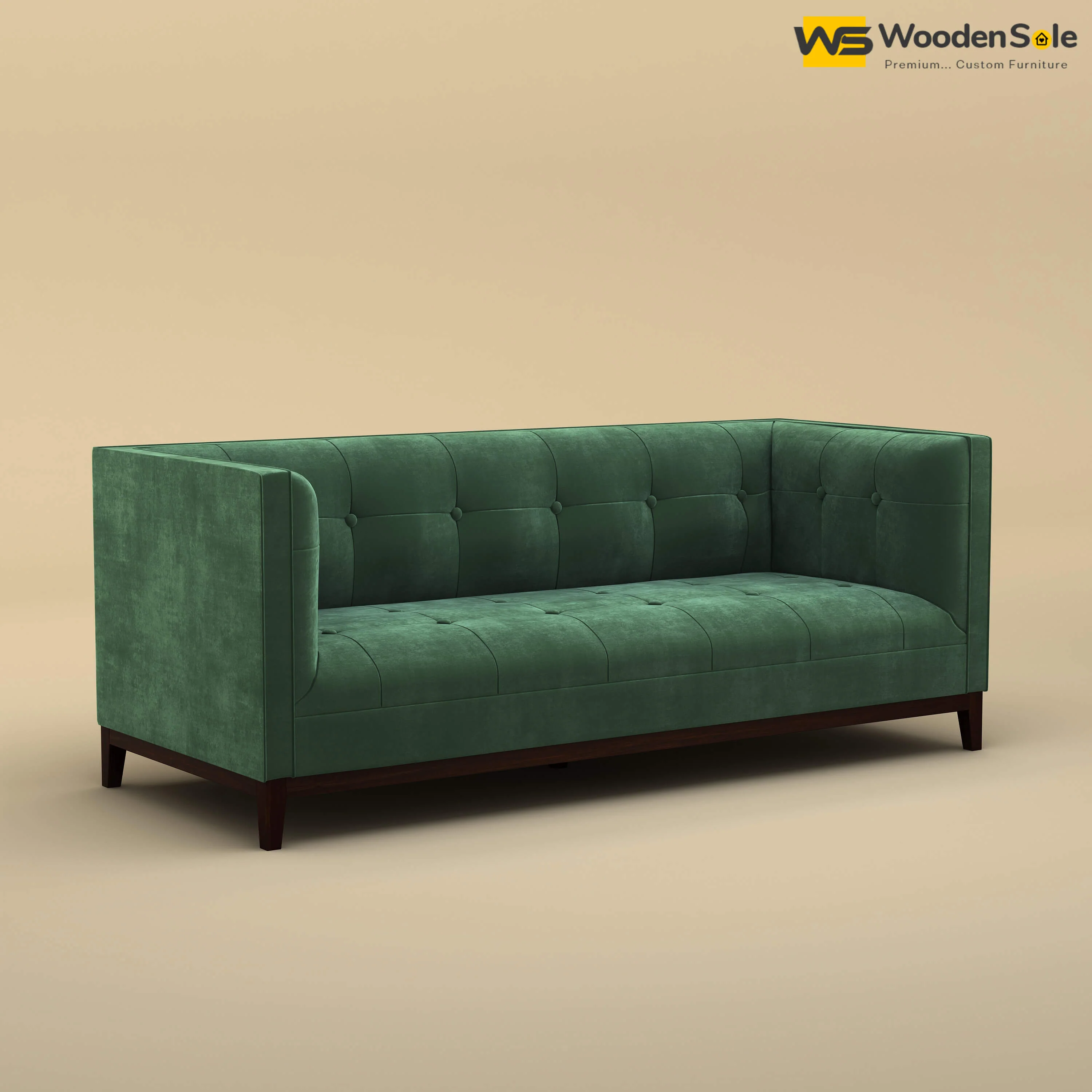 Loren Three Seater Fabric Sofa (Velvet, Forest Green)