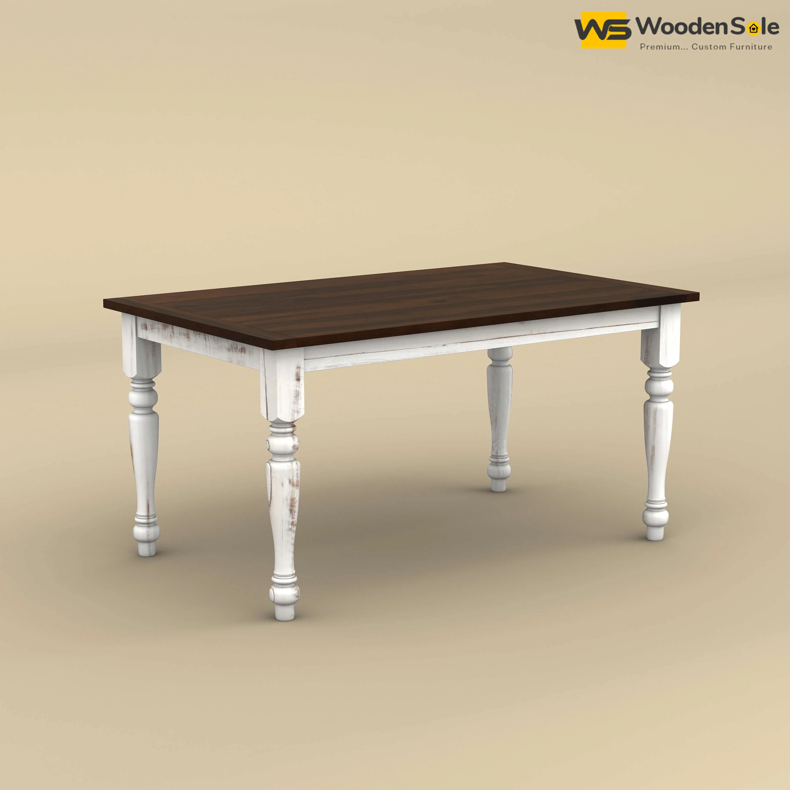 Martha 6 Seater Dining Table (Distress & Walnut Finish)