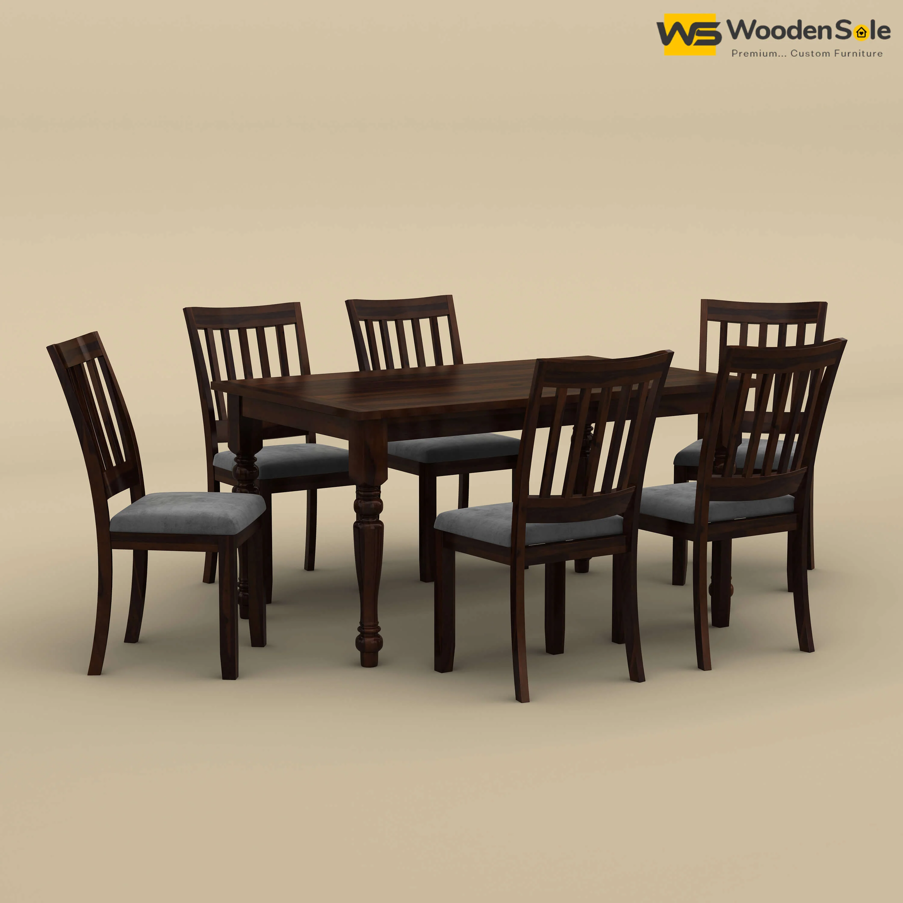 Martha 6 Seater Dining Table Set (Walnut Finish)