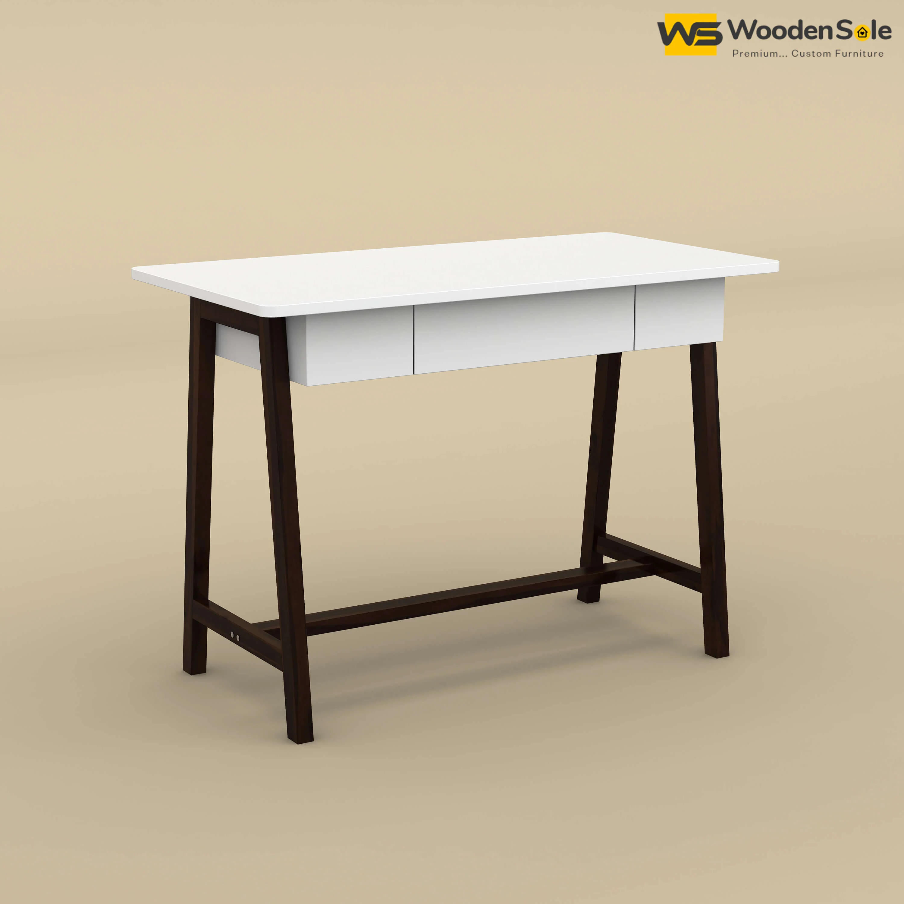 Modern Study Table (White & Walnut Finish)