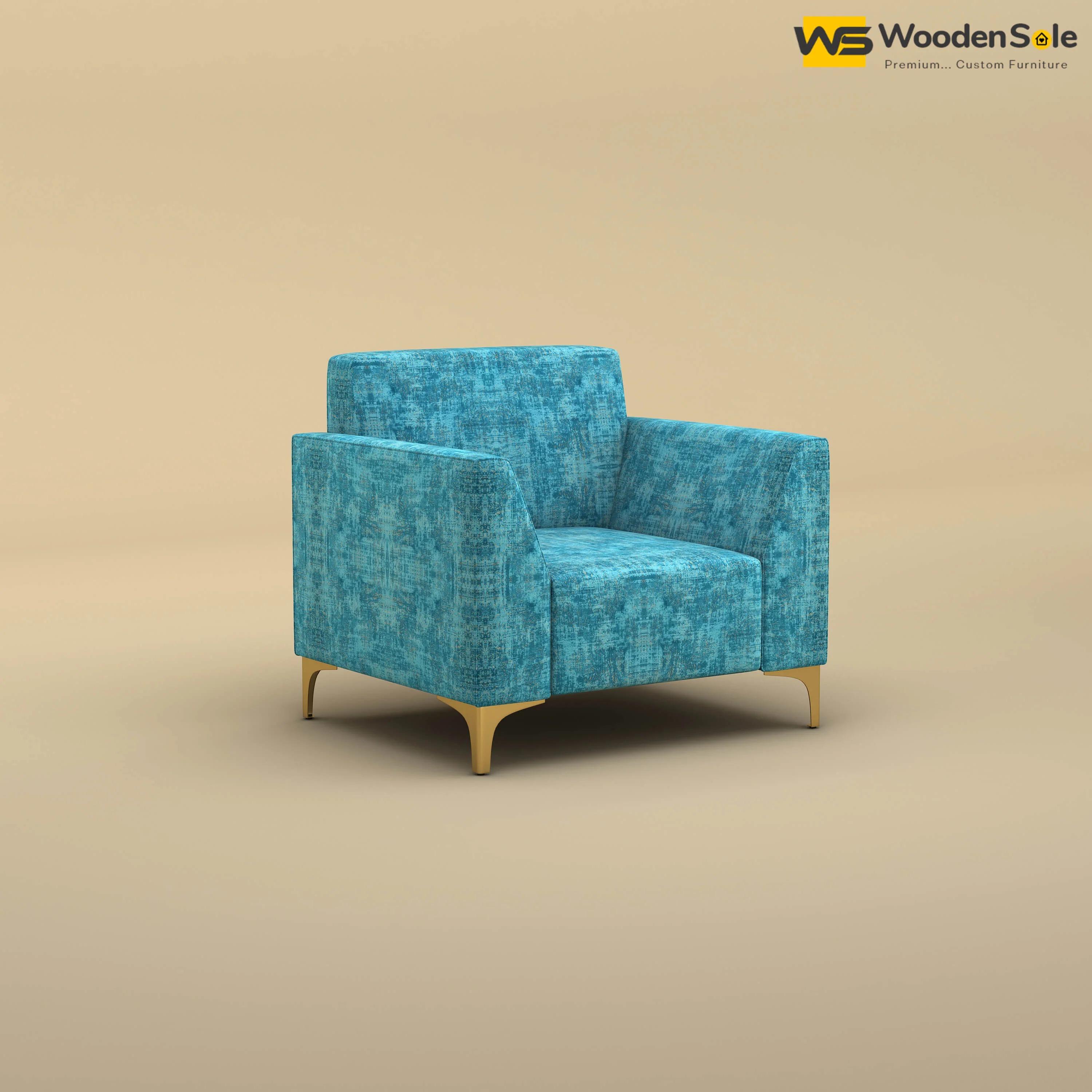 Nayobi 1 Seater Sofa (Cotton, Teal Blue)