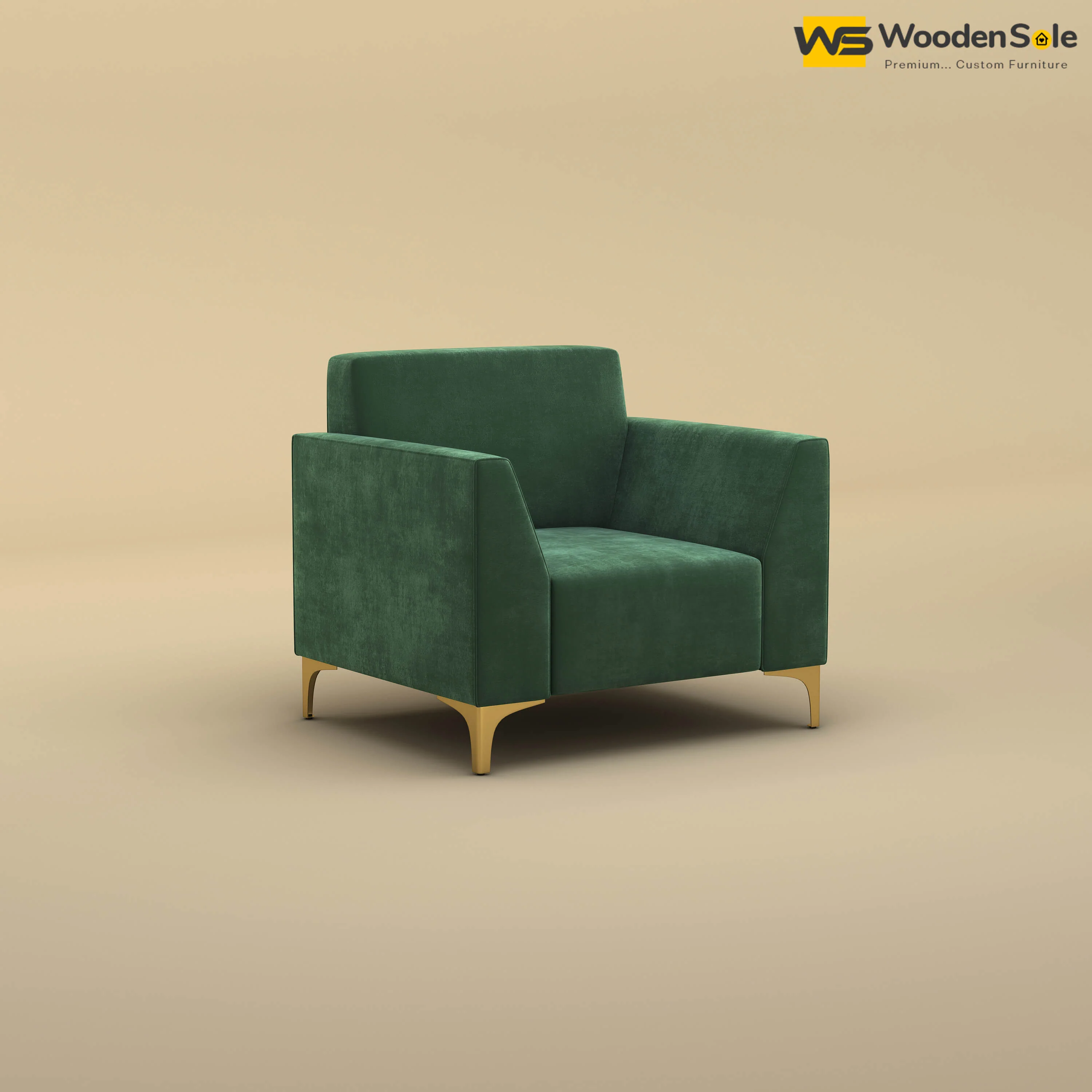 Nayobi 1 Seater Sofa (Velvet, Forest Green)