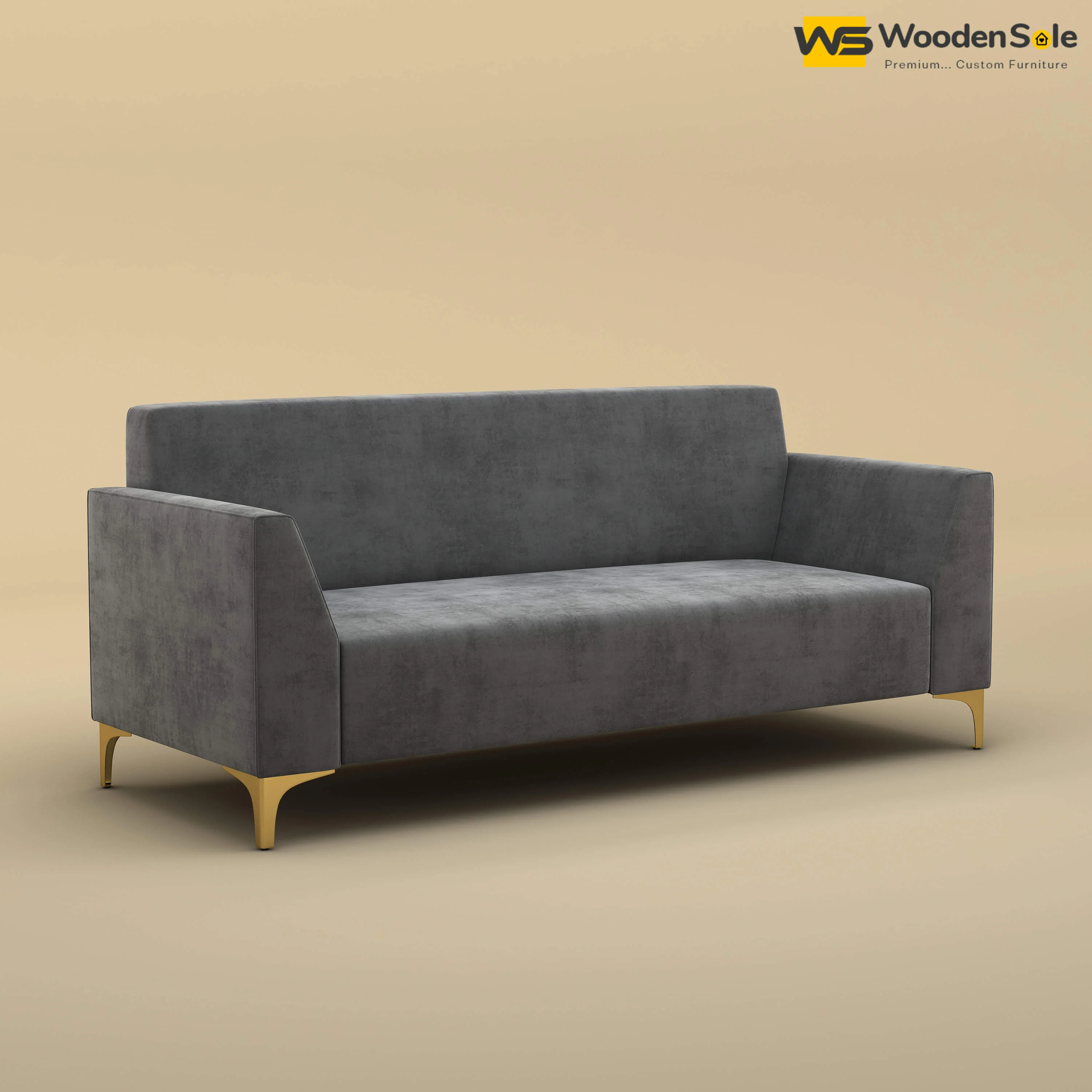 Nayobi 3 Seater Sofa (Velvet, Charcoal Gray)
