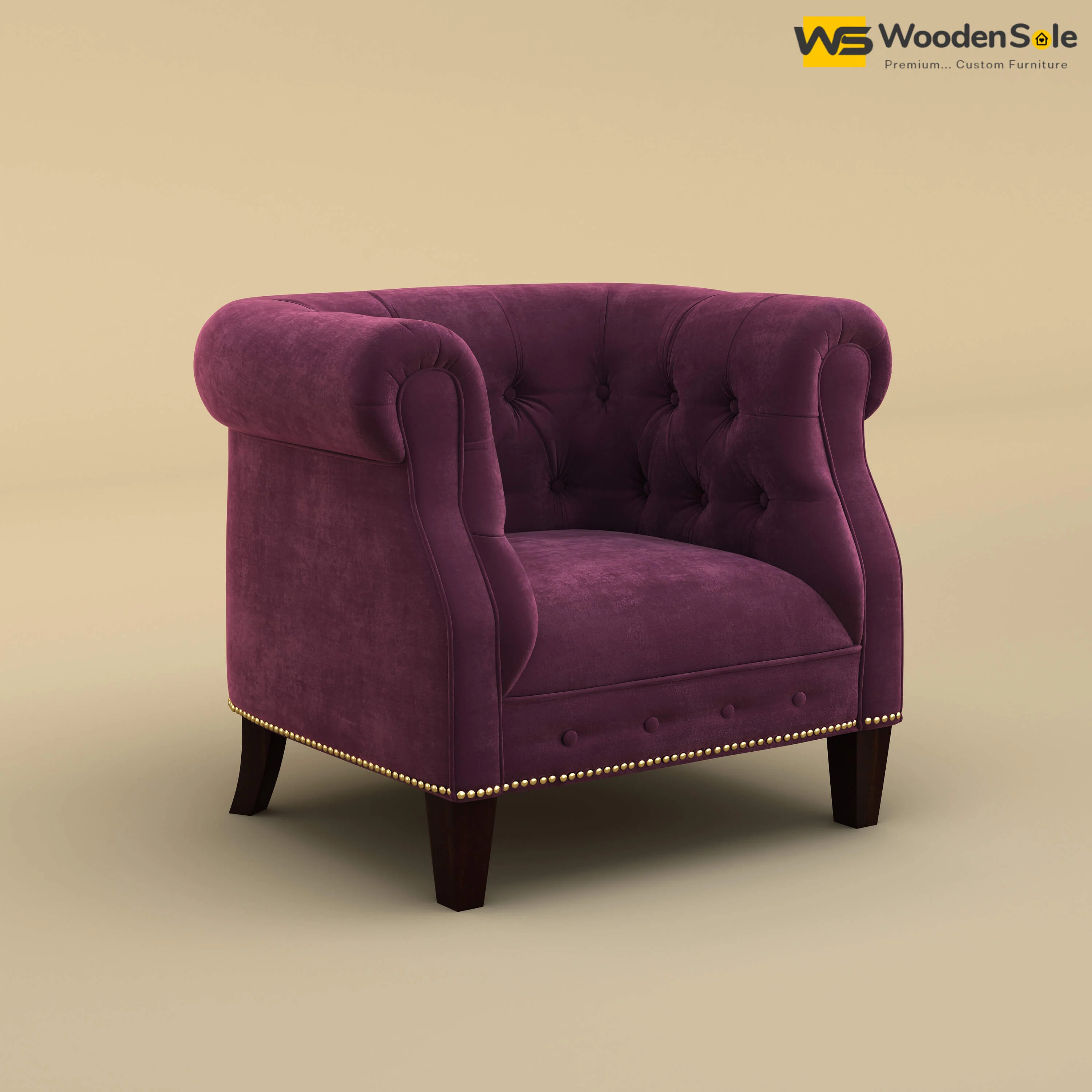 Olivia Wing Chair (Velvet, Dark Purple)