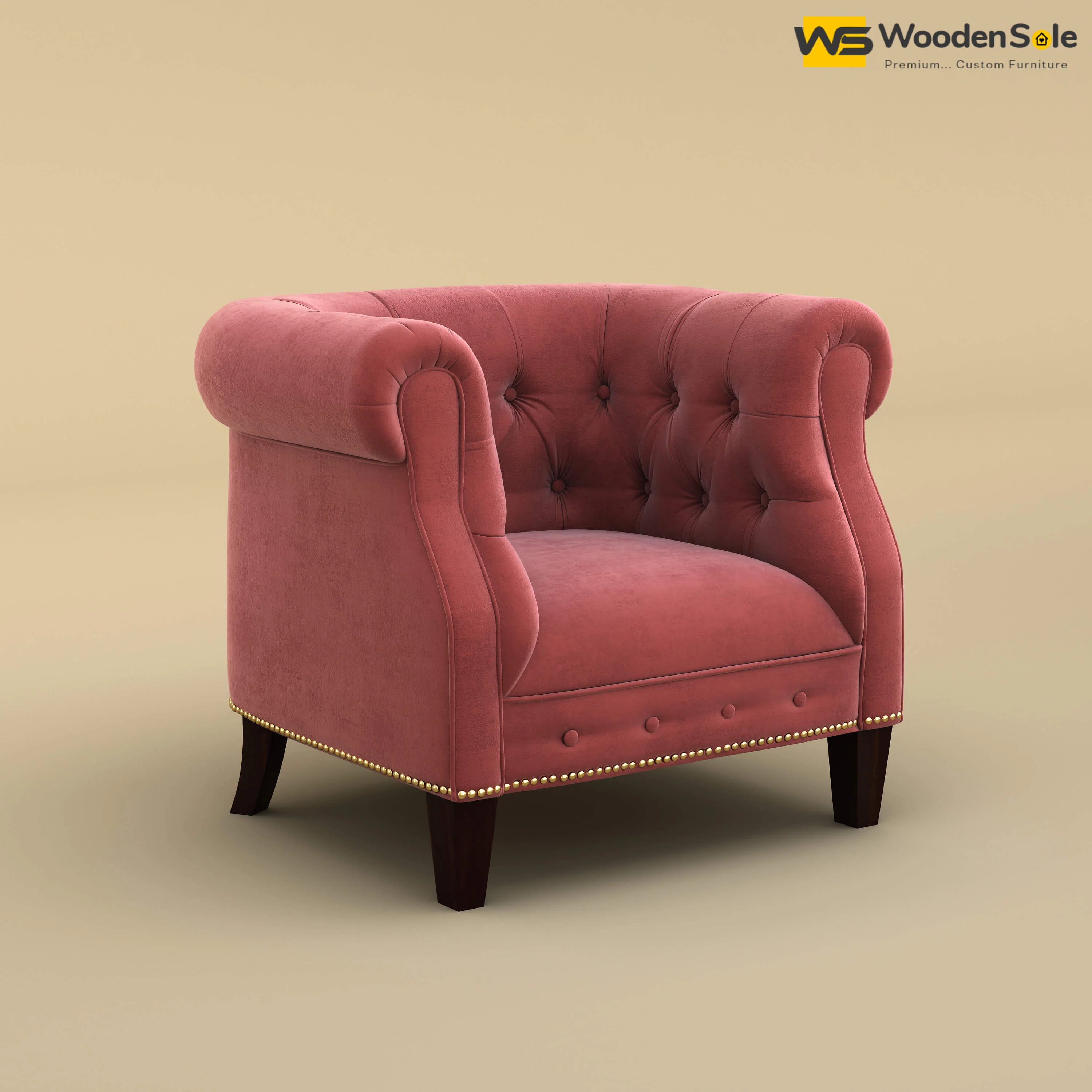 Olivia Wing Chair (Velvet, Pink)