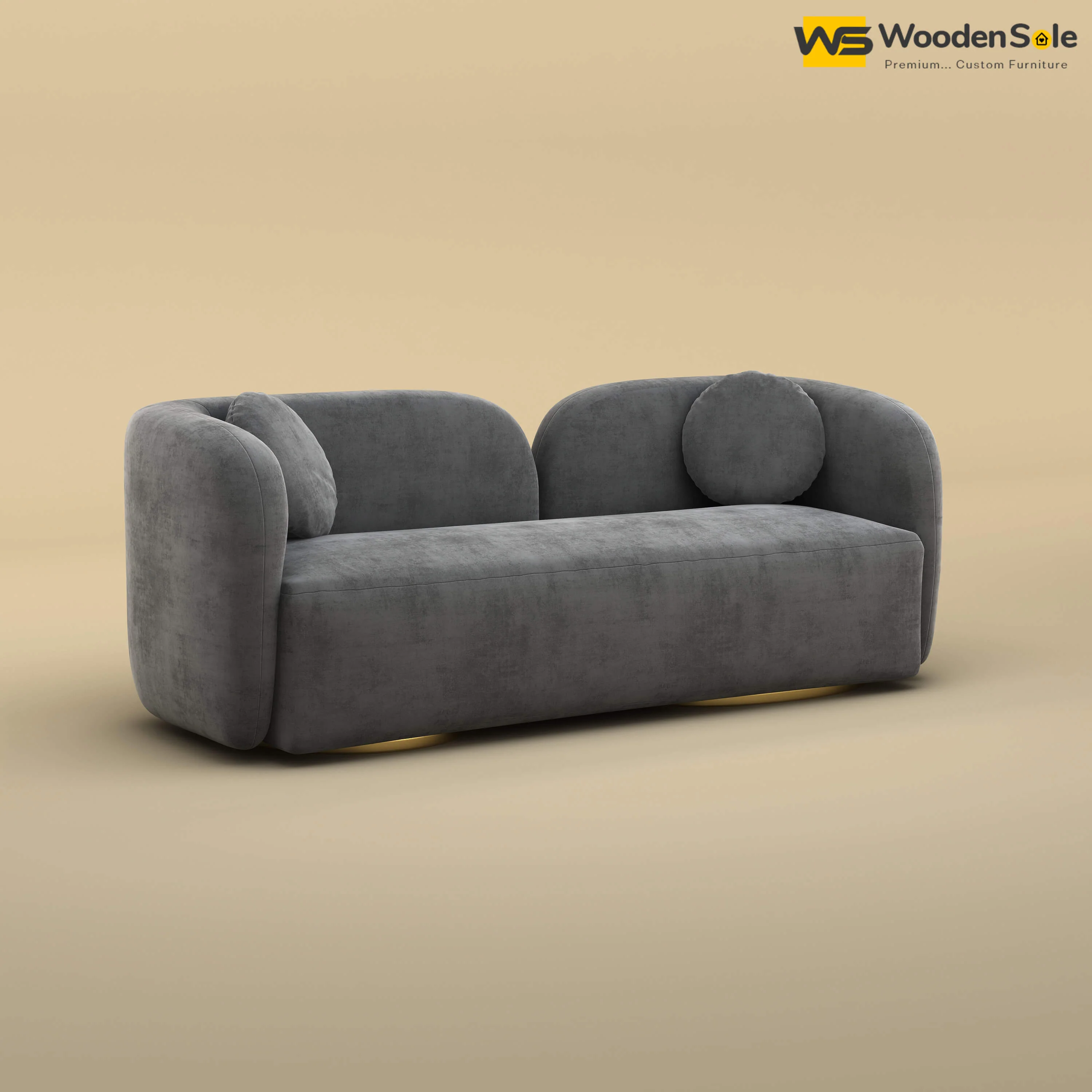 Oslo 3 Seater Interior Sofa (Velvet, Charcoal Gray)