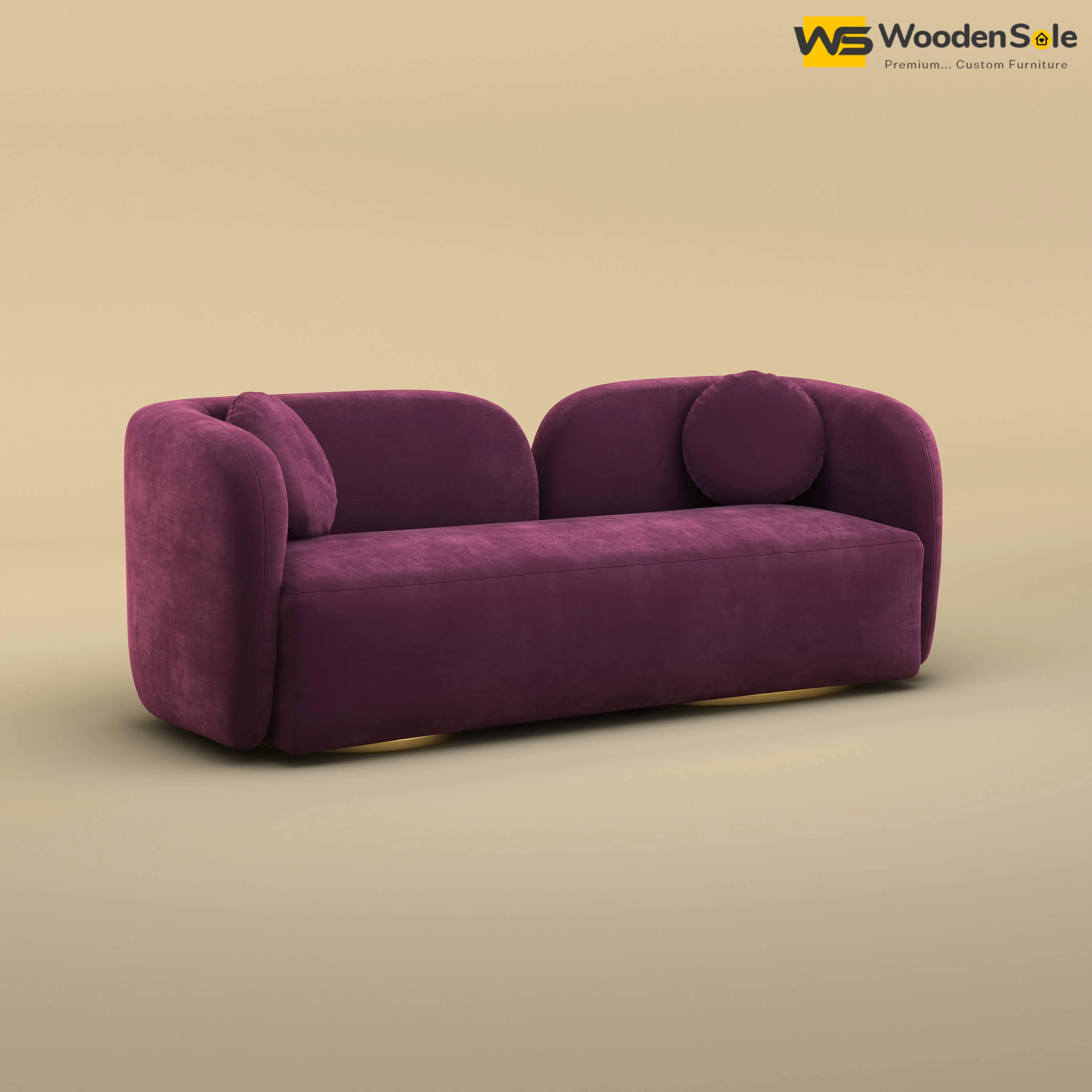 Oslo 3 Seater Interior Sofa (Velvet, Dark Purple)