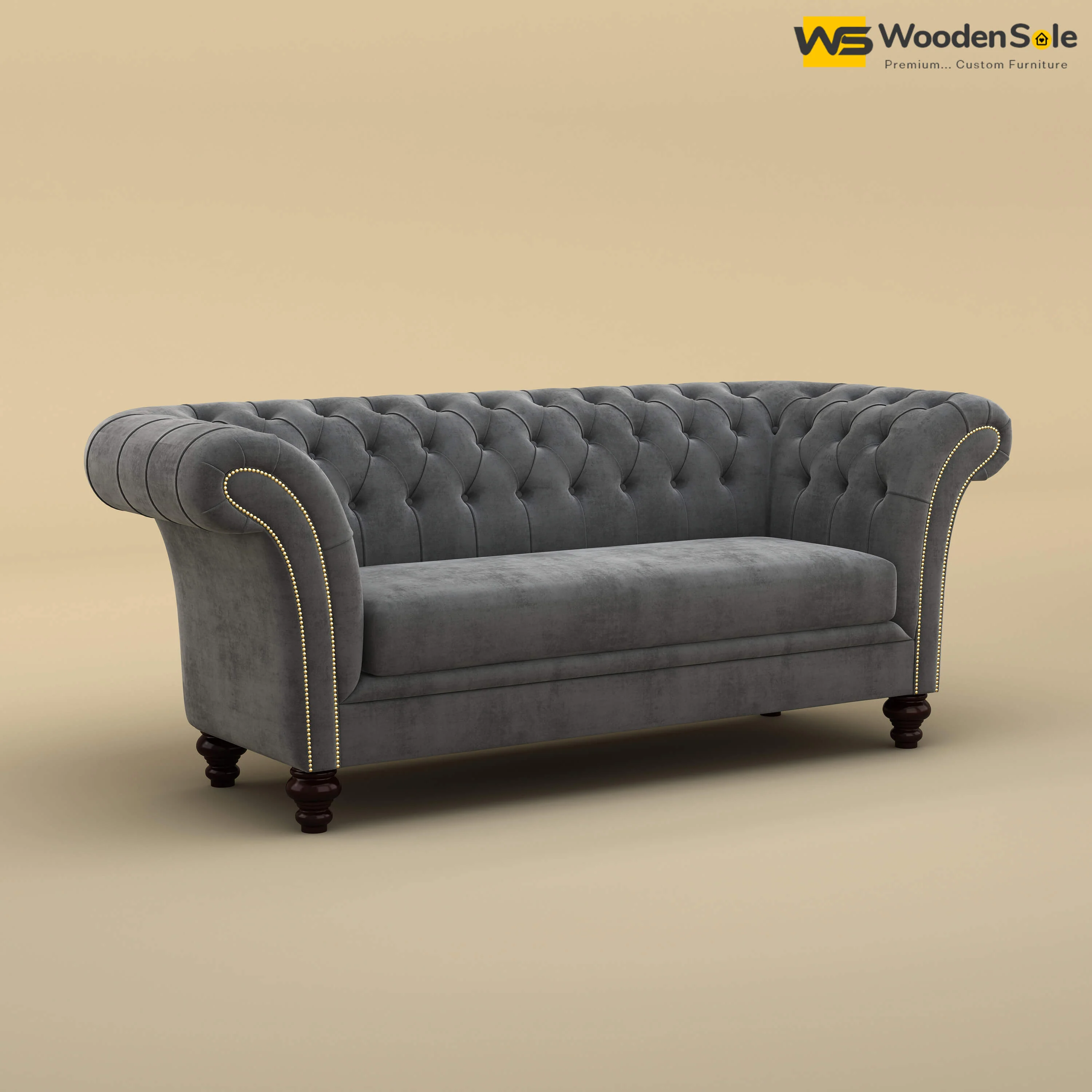 Rolex Loveseat (Velvet, Charcoal Gray)