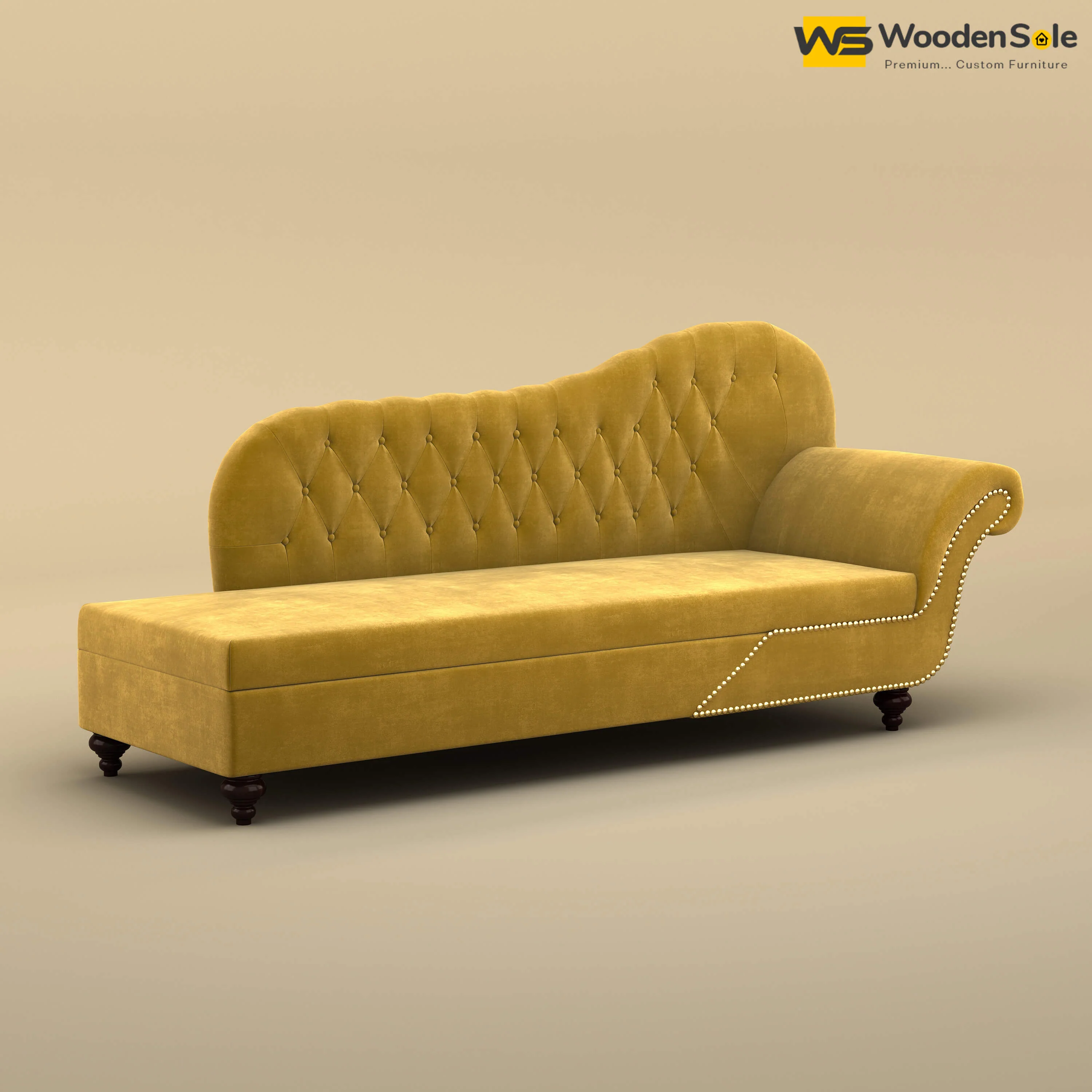 Royal Chaise Lounge (Velvet, Mustard Yellow)