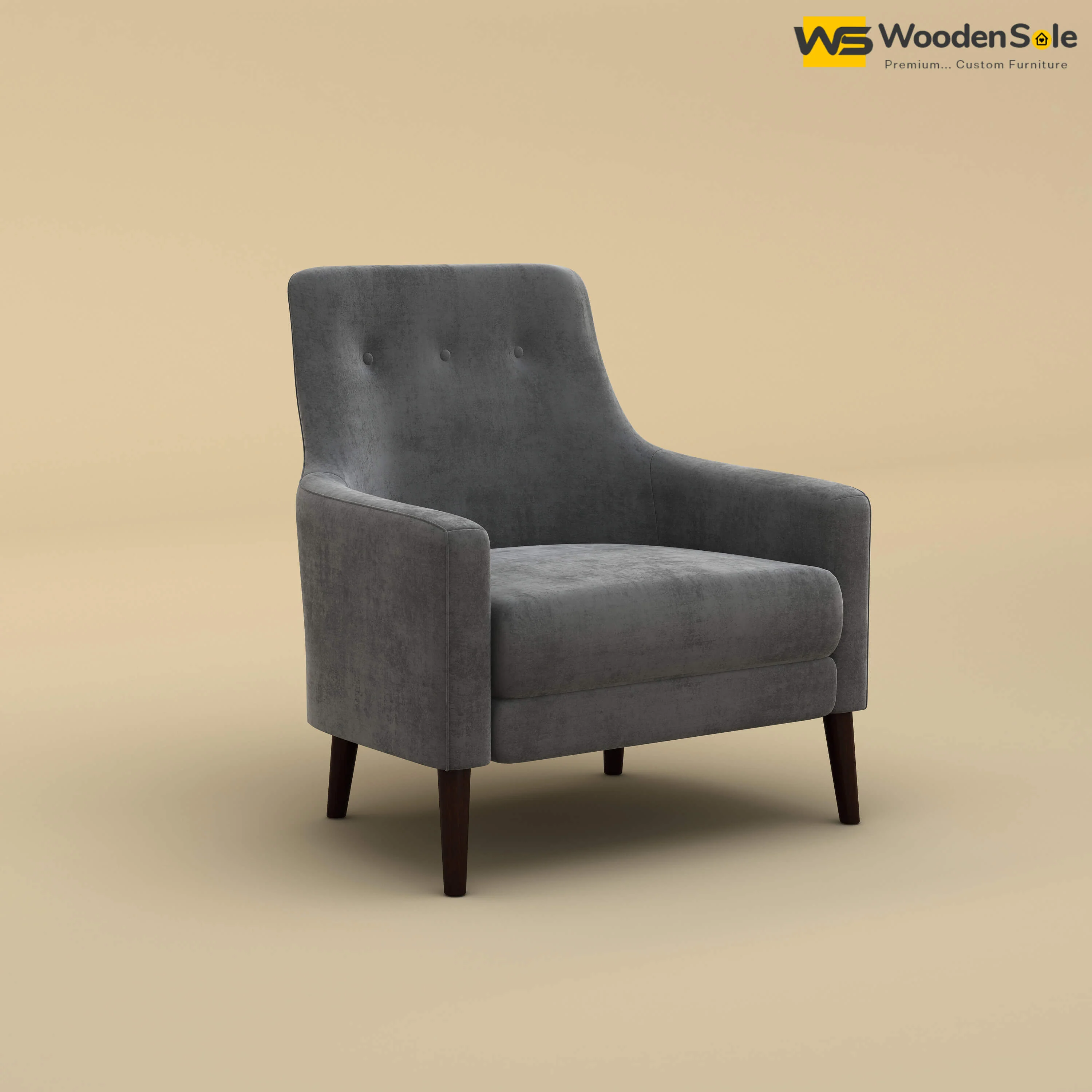 Rubik Lounge Chair (Velvet, Charcoal Gray)