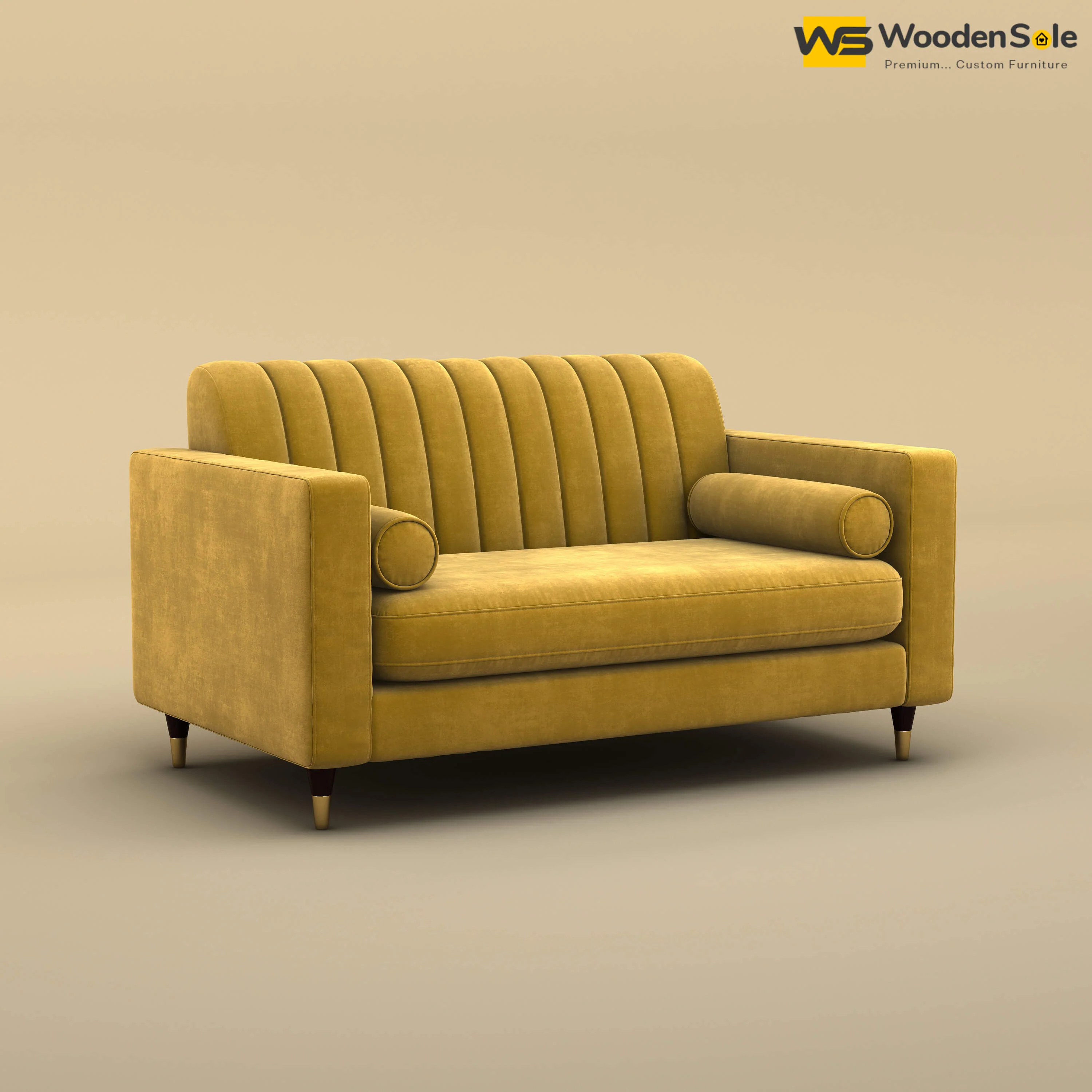 Sashwat Loveseat (Velvet, Mustard Yellow)