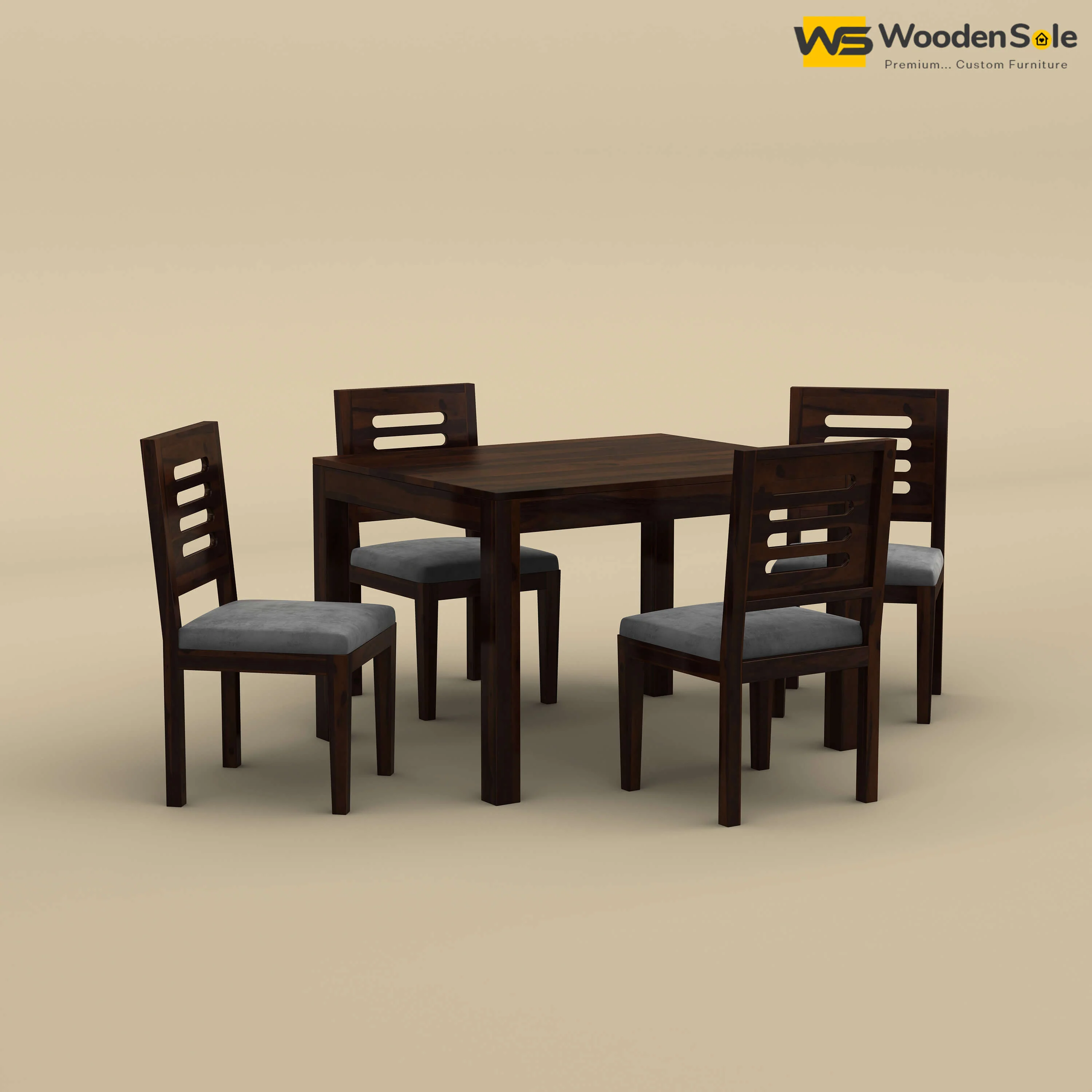 Sheesham Wood 4 Seater Dining Set with Upholstery Chair (Walnut Finish)