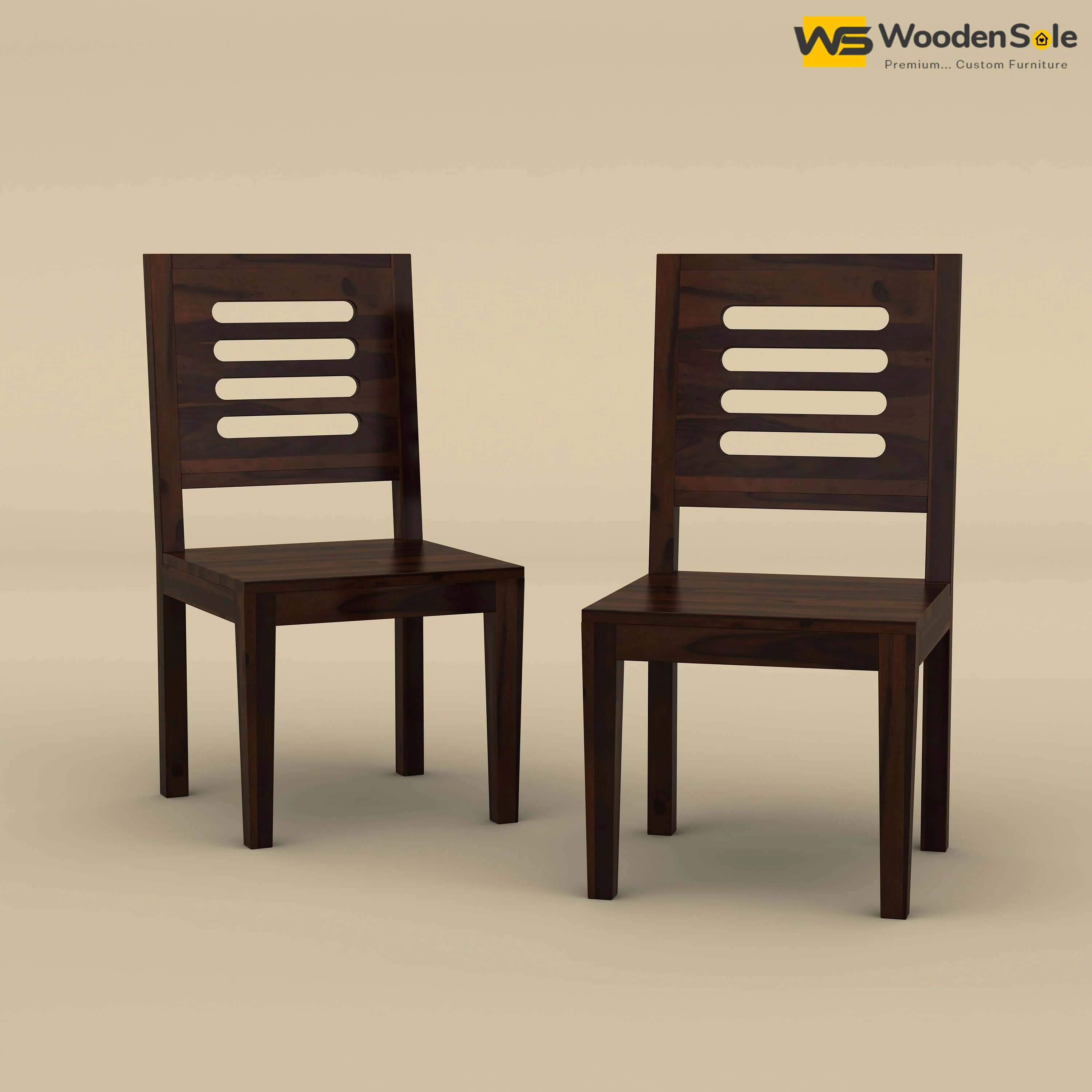 Sheesham Wood Dining Chairs - Set of 2 (Walnut Finish)