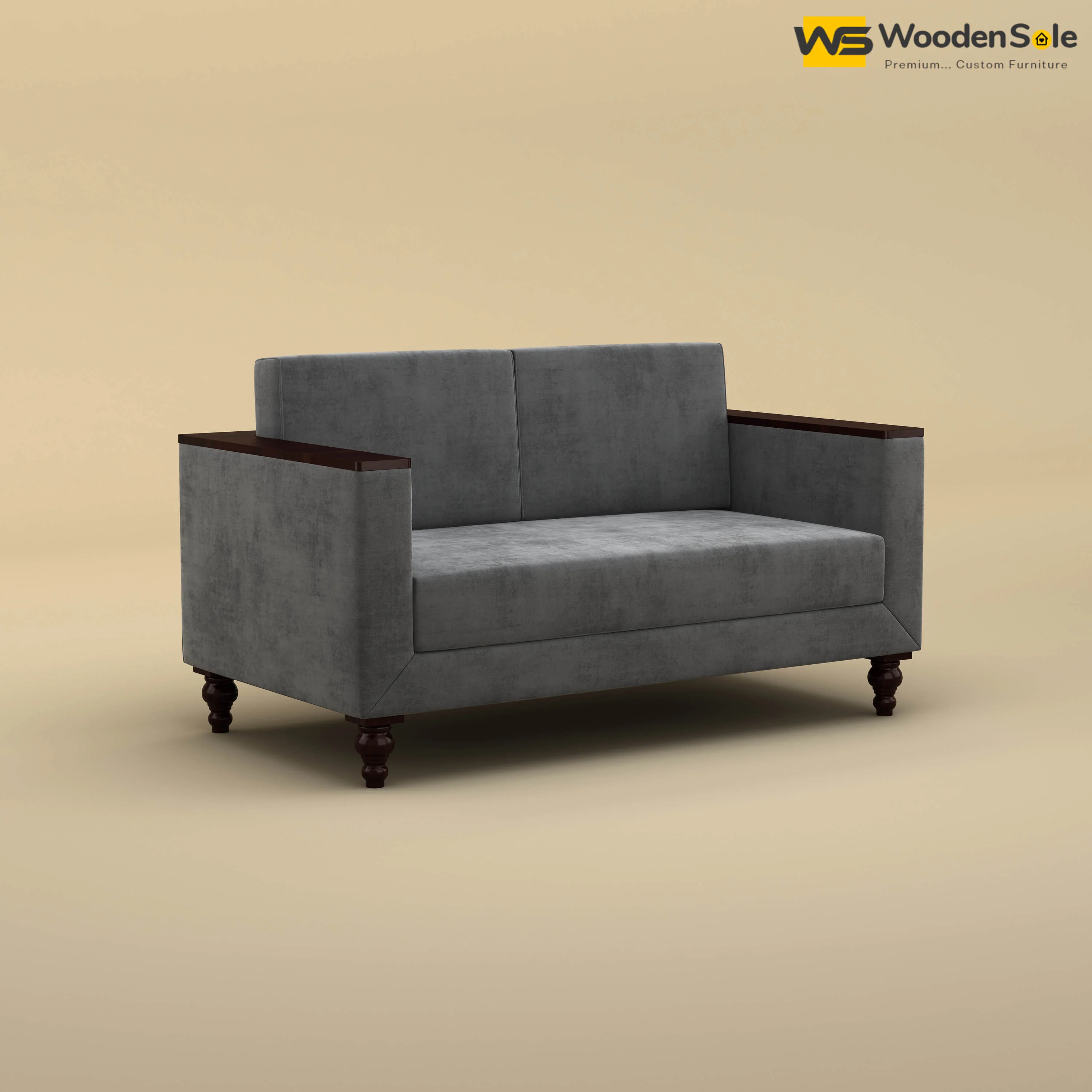 Tivoli 2 Seater Fabric Sofa (Velvet, Charcoal Gray)