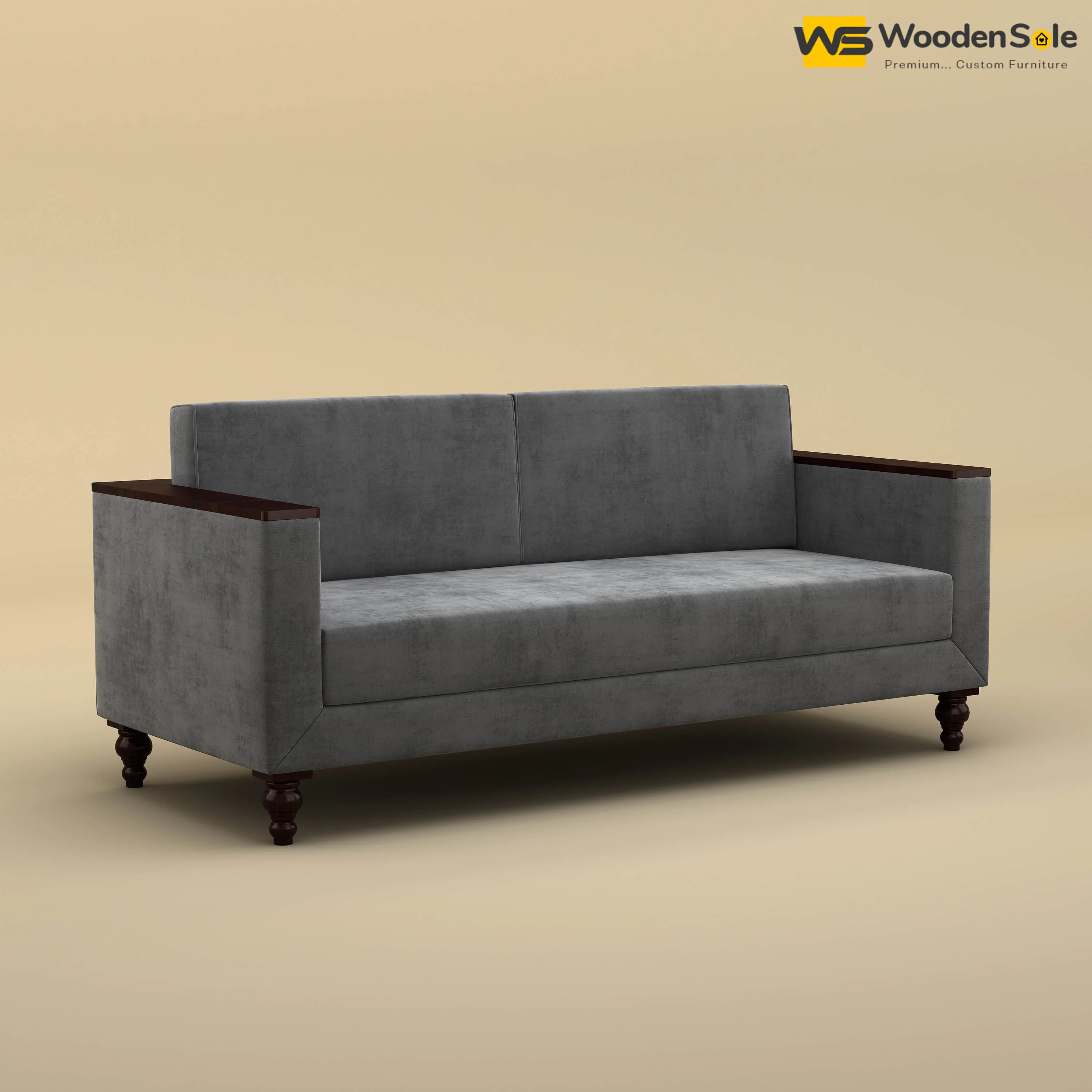 Tivoli 3 Seater Fabric Sofa (Velvet, Charcoal Gray)