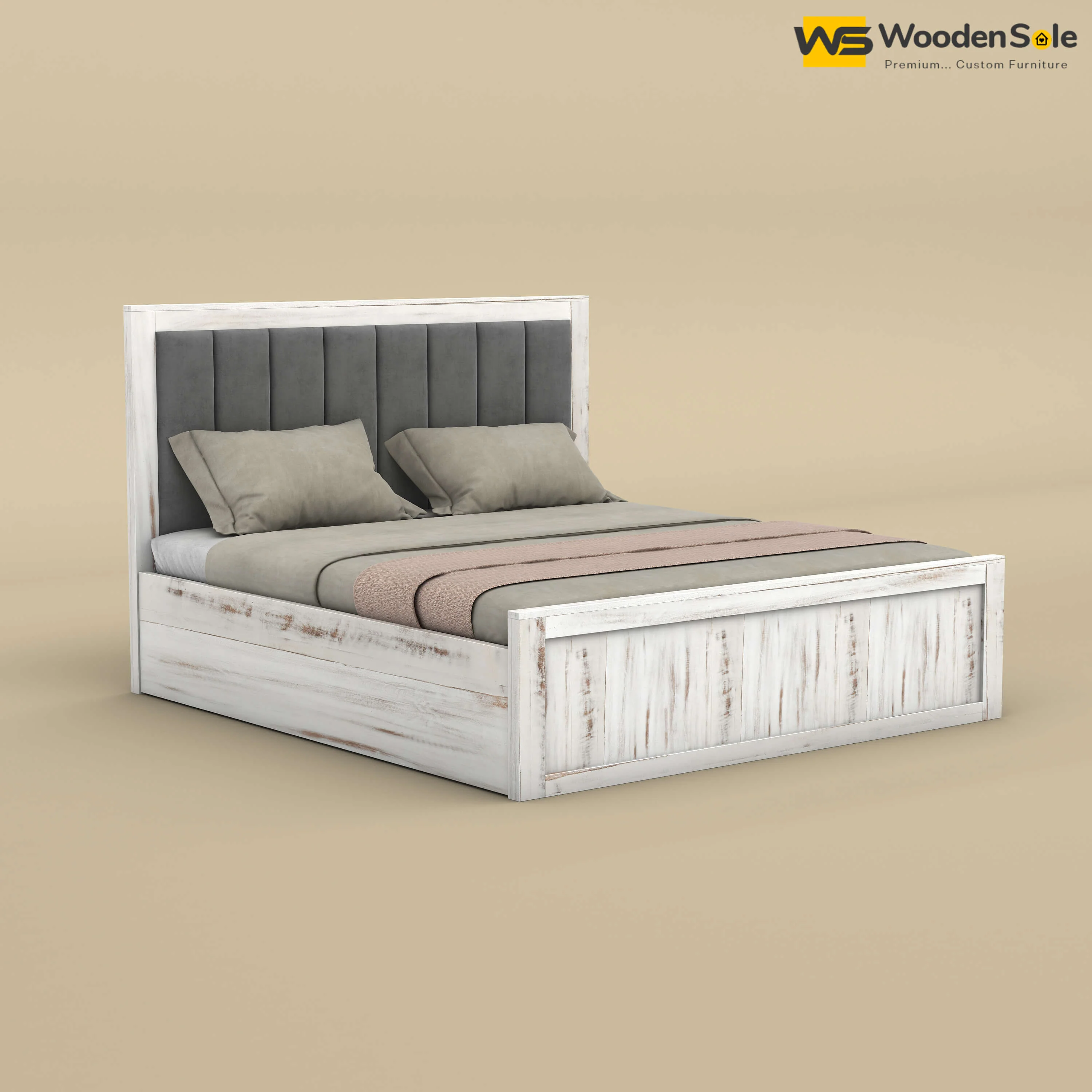Hamza Hydraulic Storage Bed (Queen Size, Distress Finish)