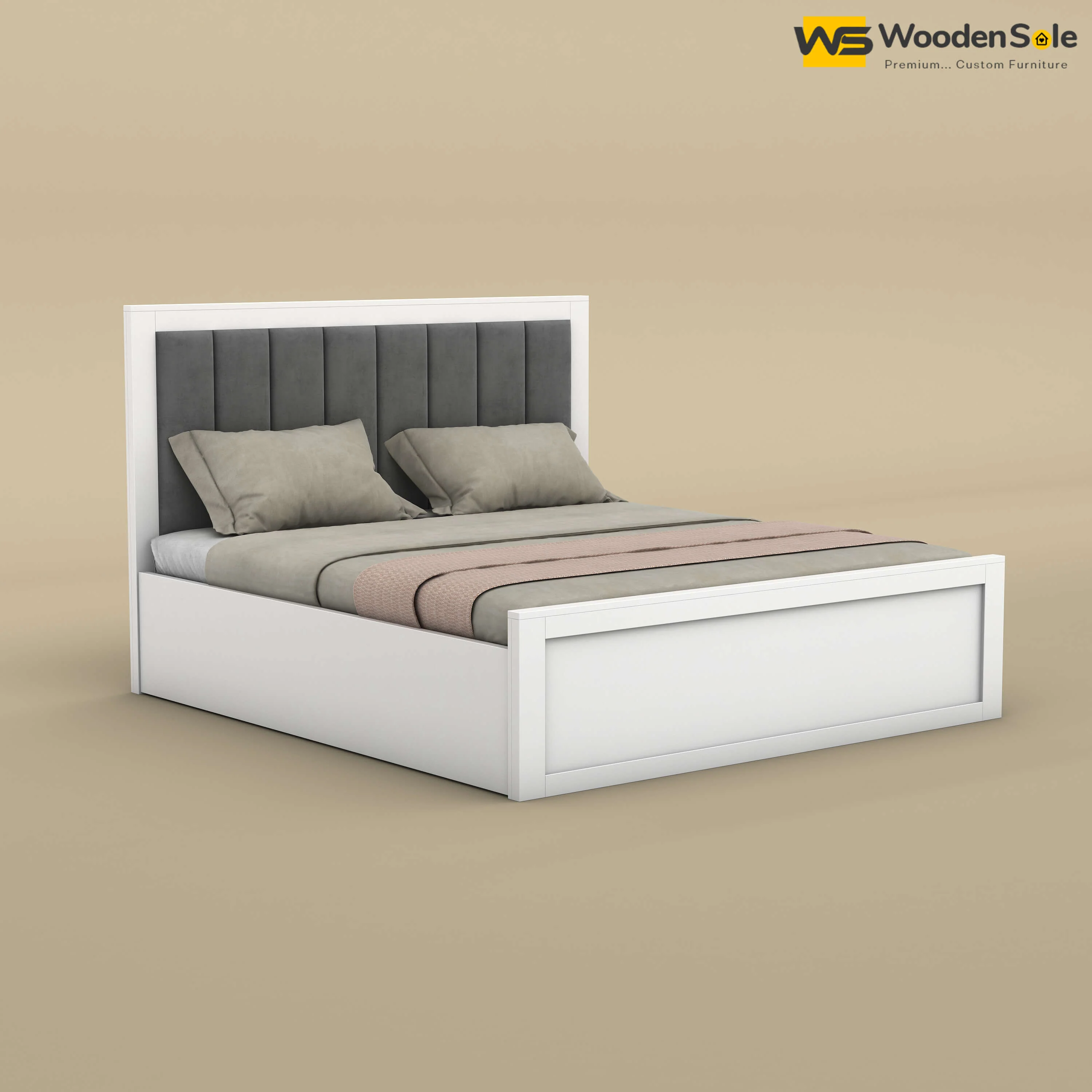 Hamza Hydraulic Storage Bed (Queen Size, White Finish)