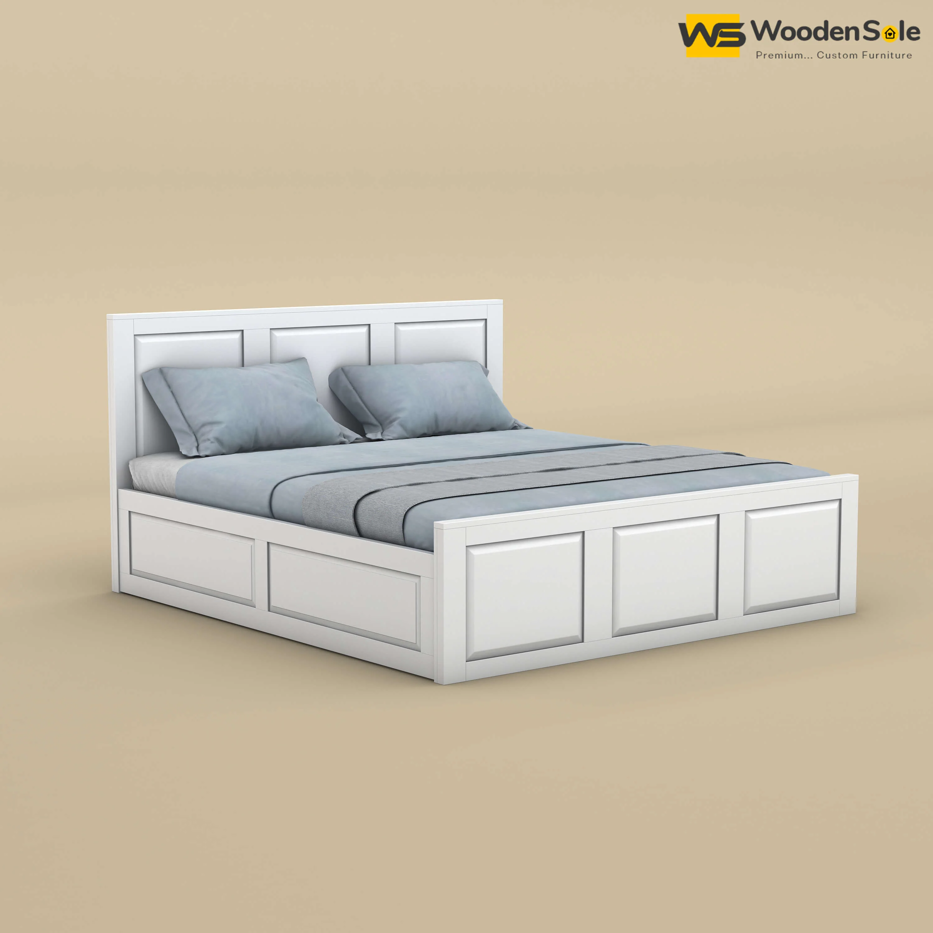 Big Diamond Box Storage Bed (Queen Size, White Finish)