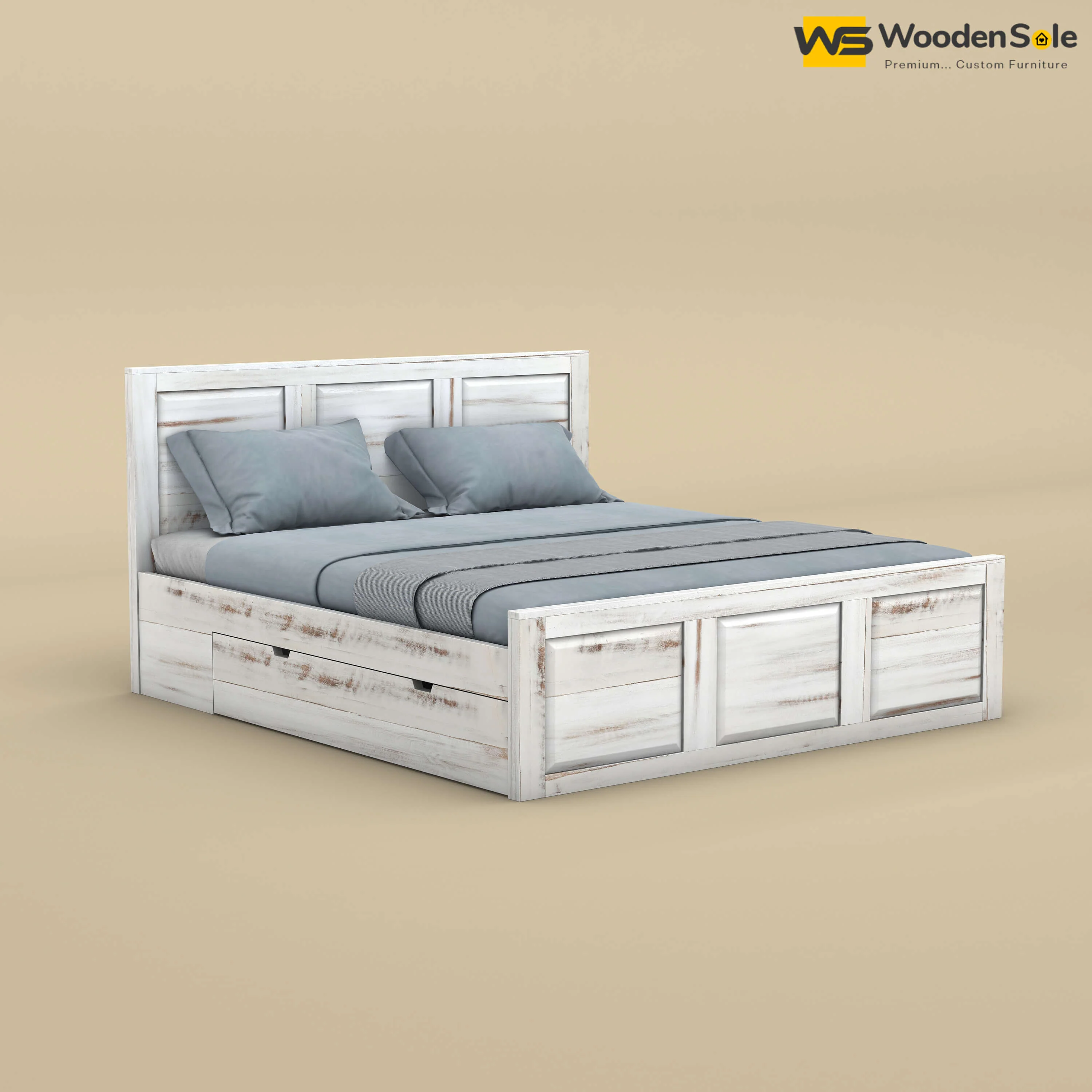 Big Diamond Drawer Storage Bed (Queen Size, Distress Finish)