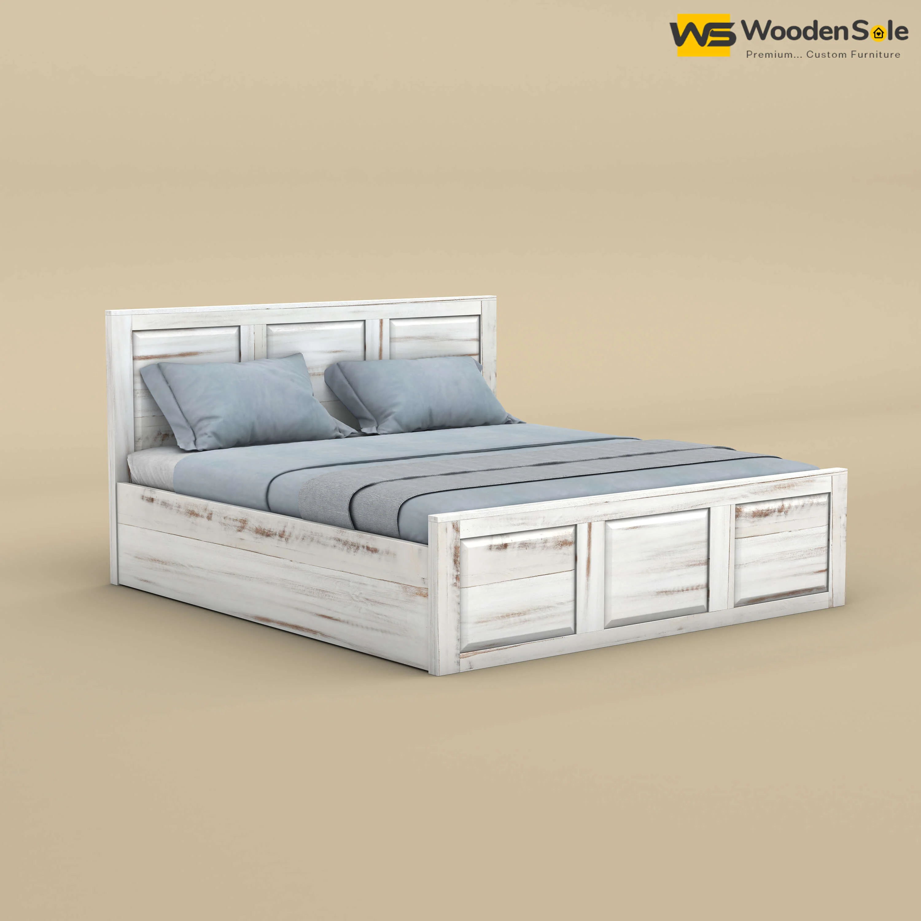 Big Diamond Hydraulic Storage Bed (Queen Size, Distress Finish)
