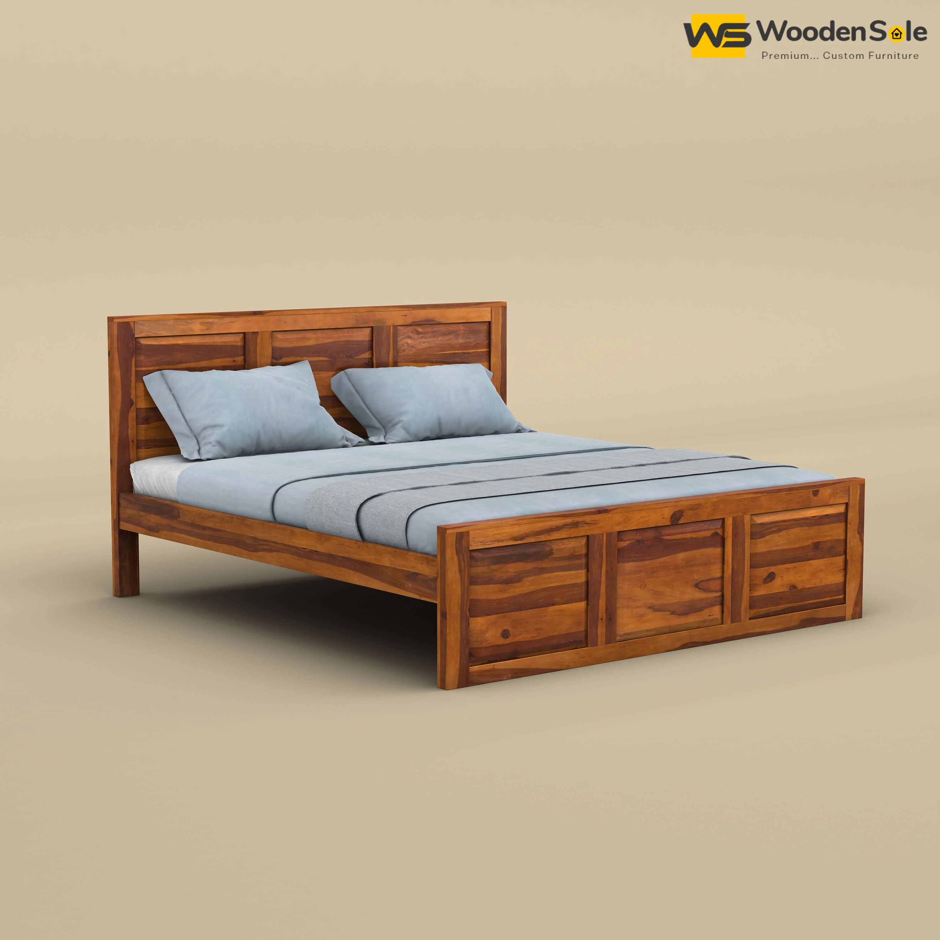 Big Diamond Without Storage Bed (Queen Size, Honey Finish)